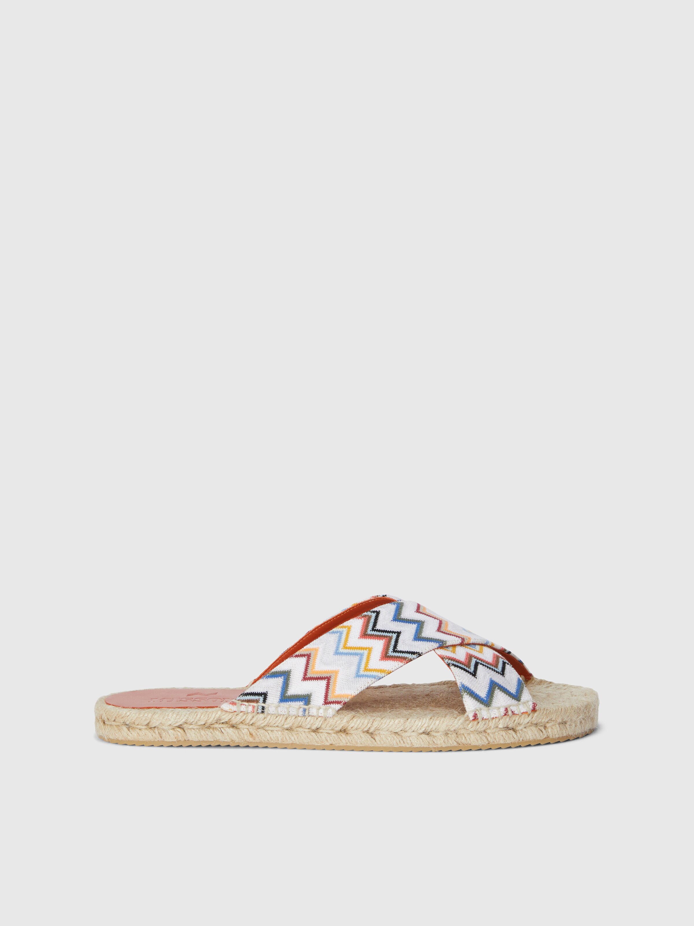 Zigzag sandals with rope sole, Multicoloured  - 0