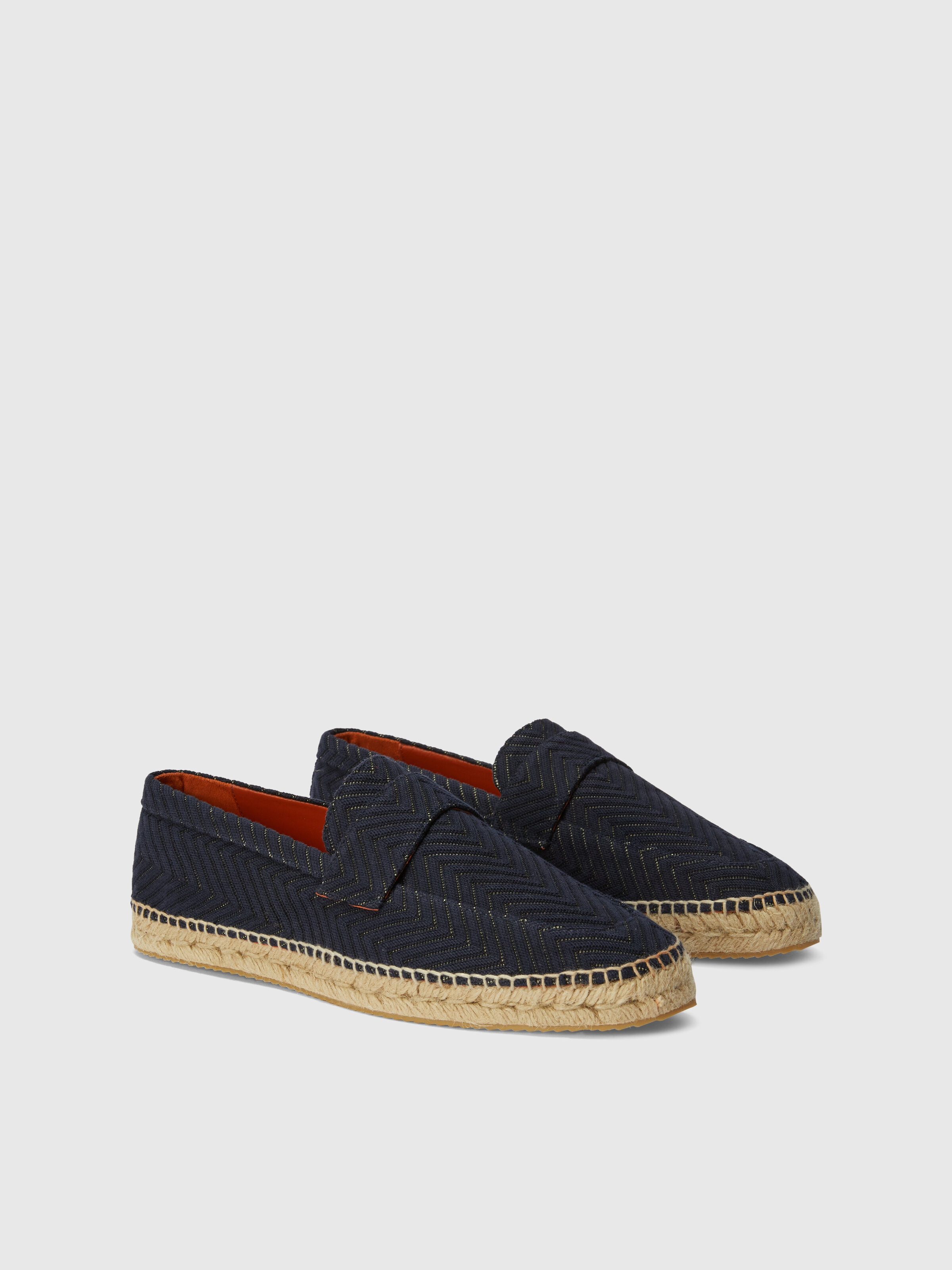 Espadrilles with rope sole and zig zag pattern, Blue - 1