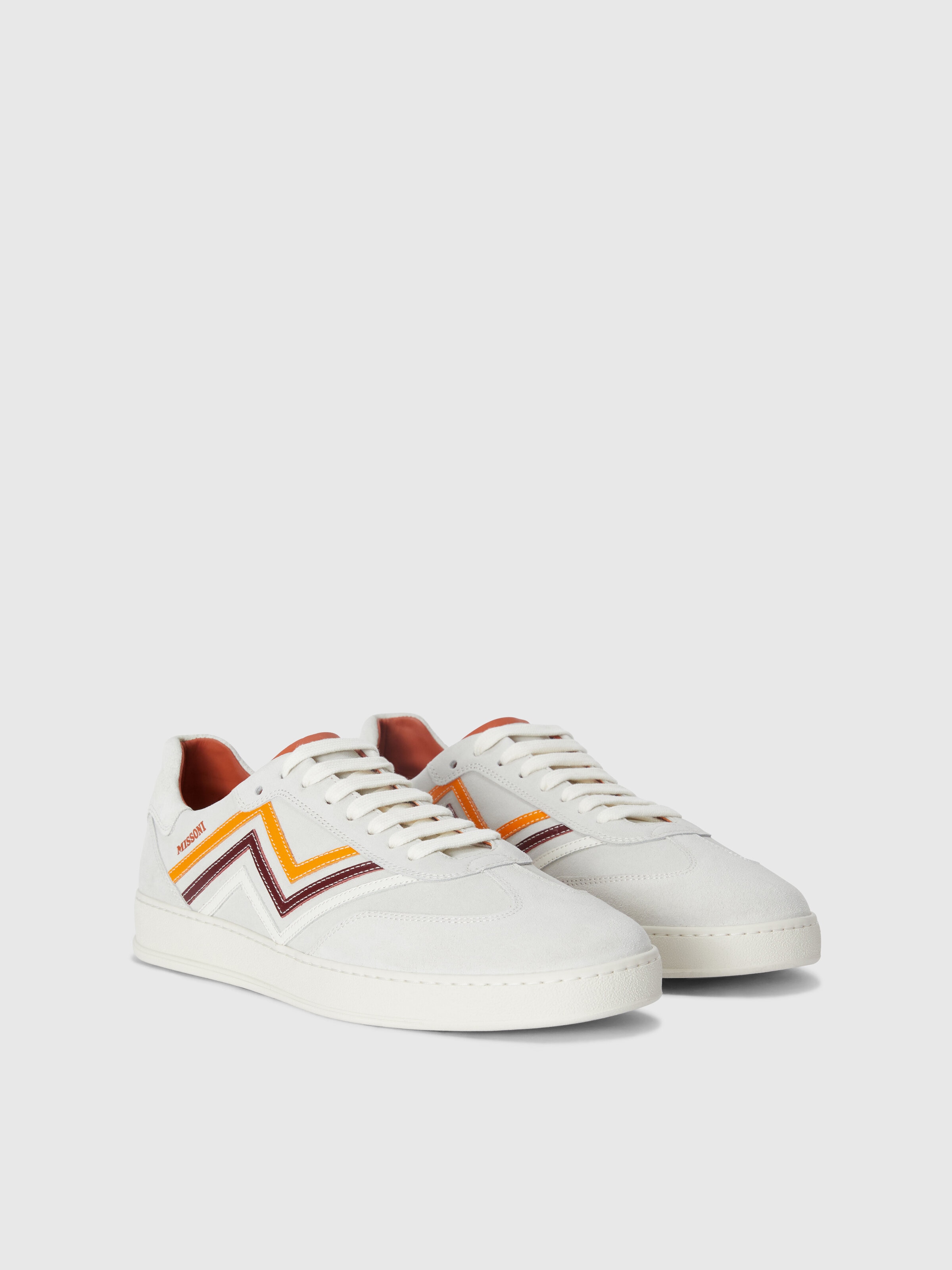 Sneakers with raised zig zag, White & Grey - 1