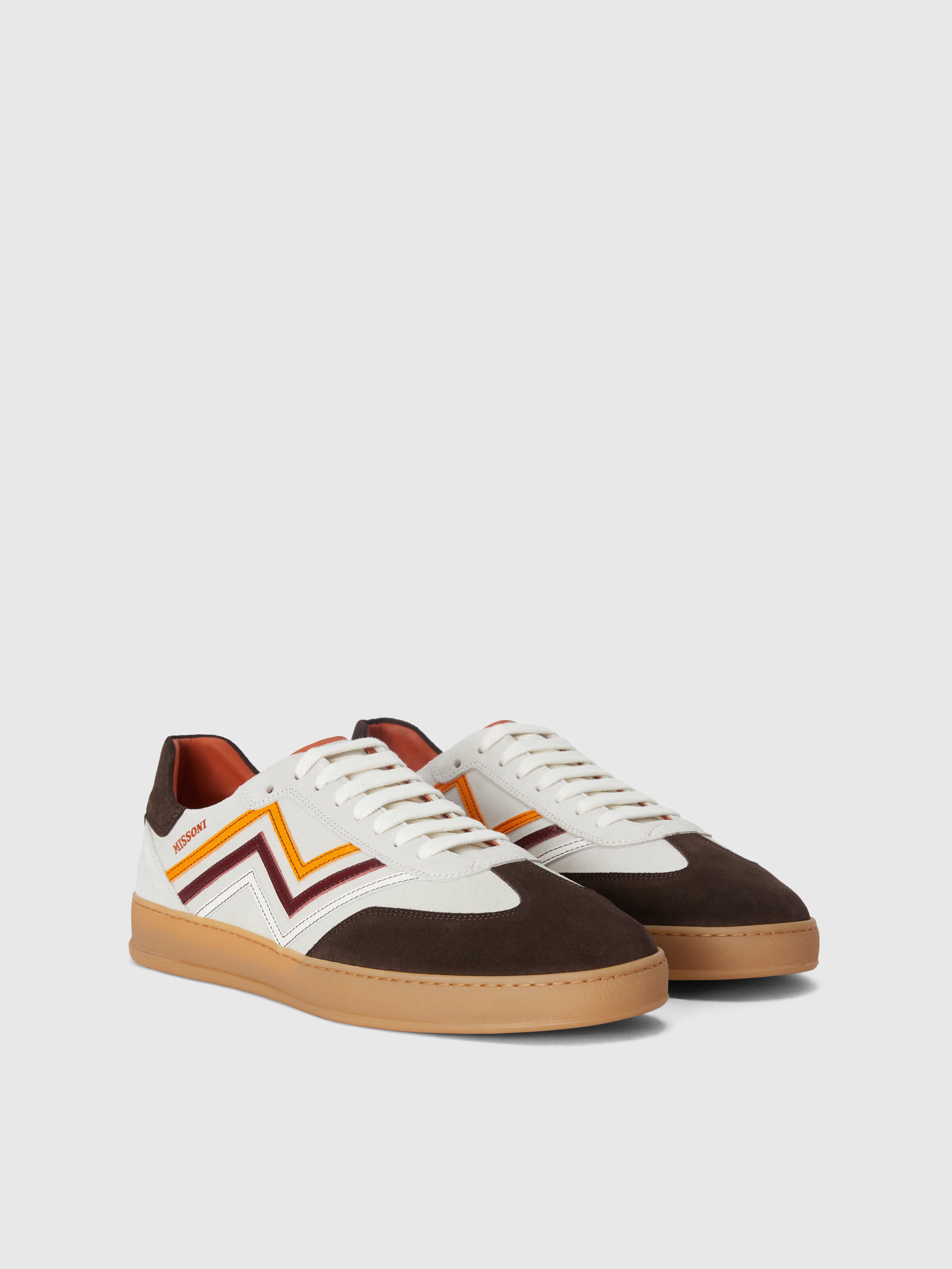 Baskets avec zig zag en relief, Brun - 1