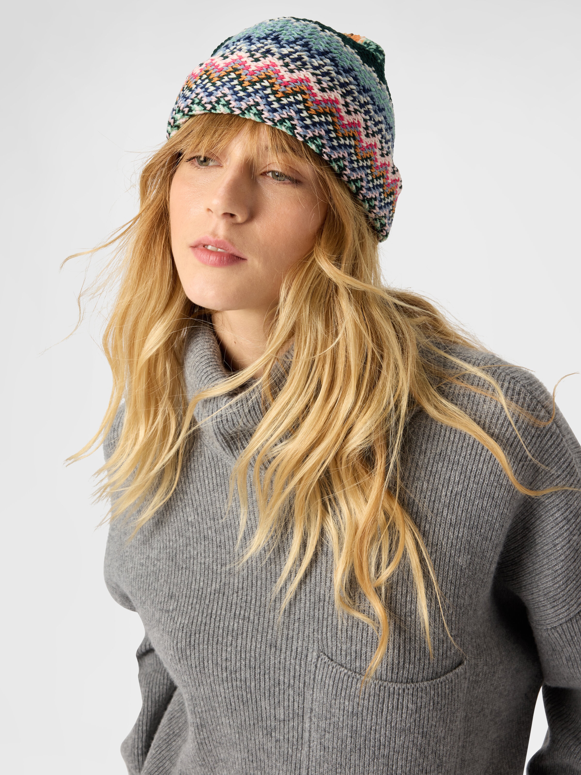 Gorro para mujer de pura lana, Multicolor  - 2