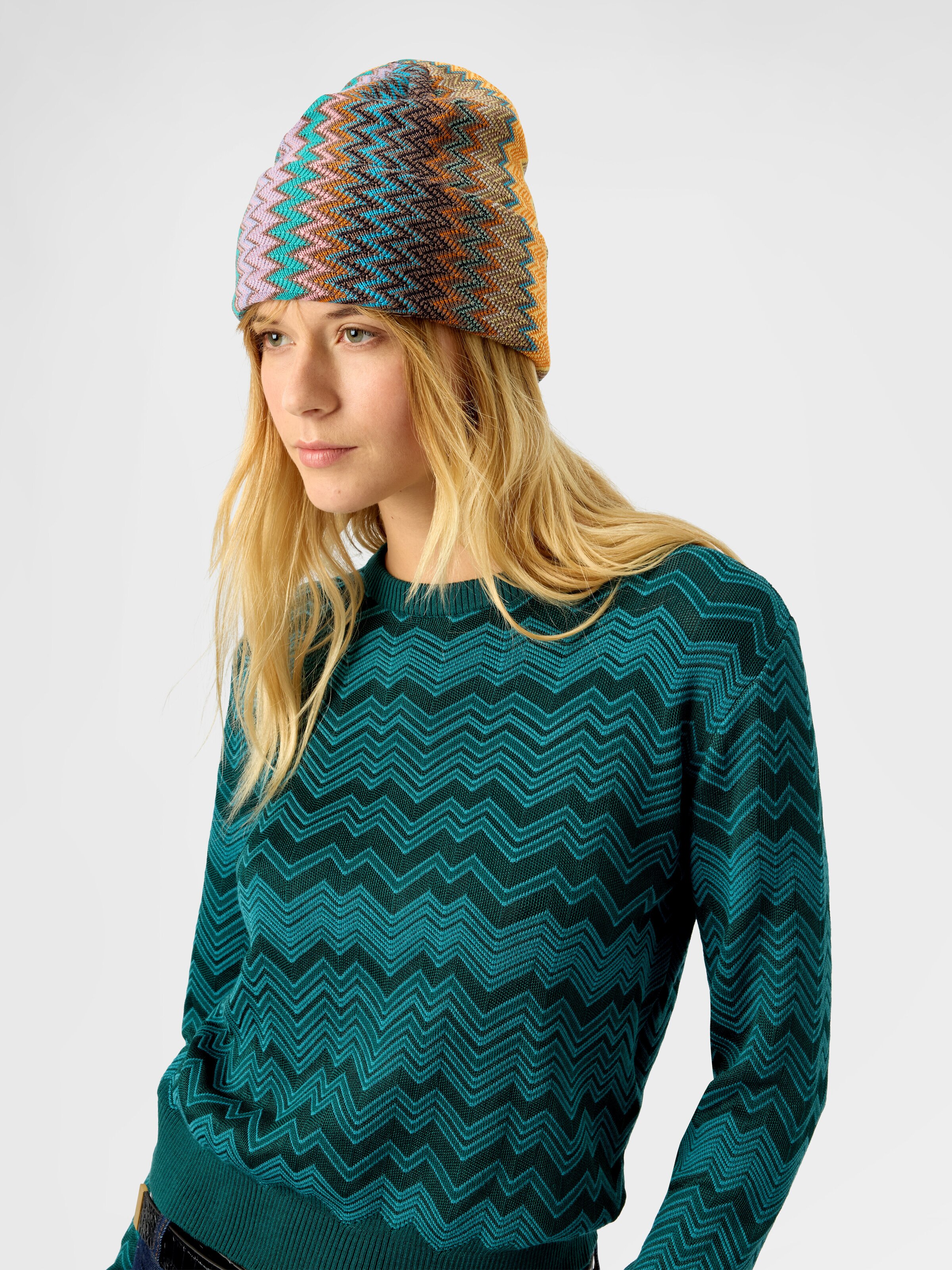 Women’s wool-blend zigzag hat, Multicoloured  - 2