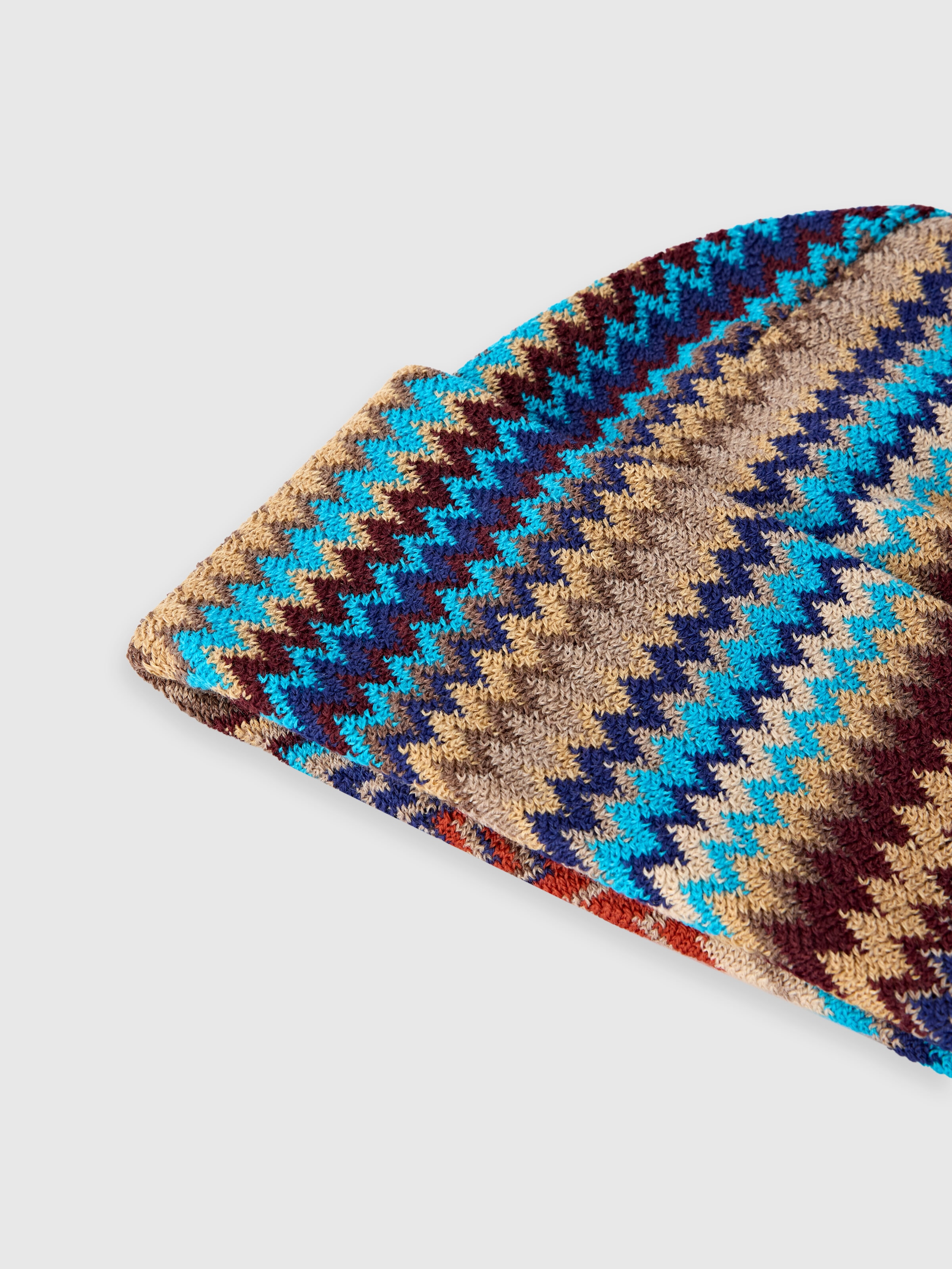 Gorro para hombre de mezcla de lana con diseño en zigzag, Multicolor  - 1