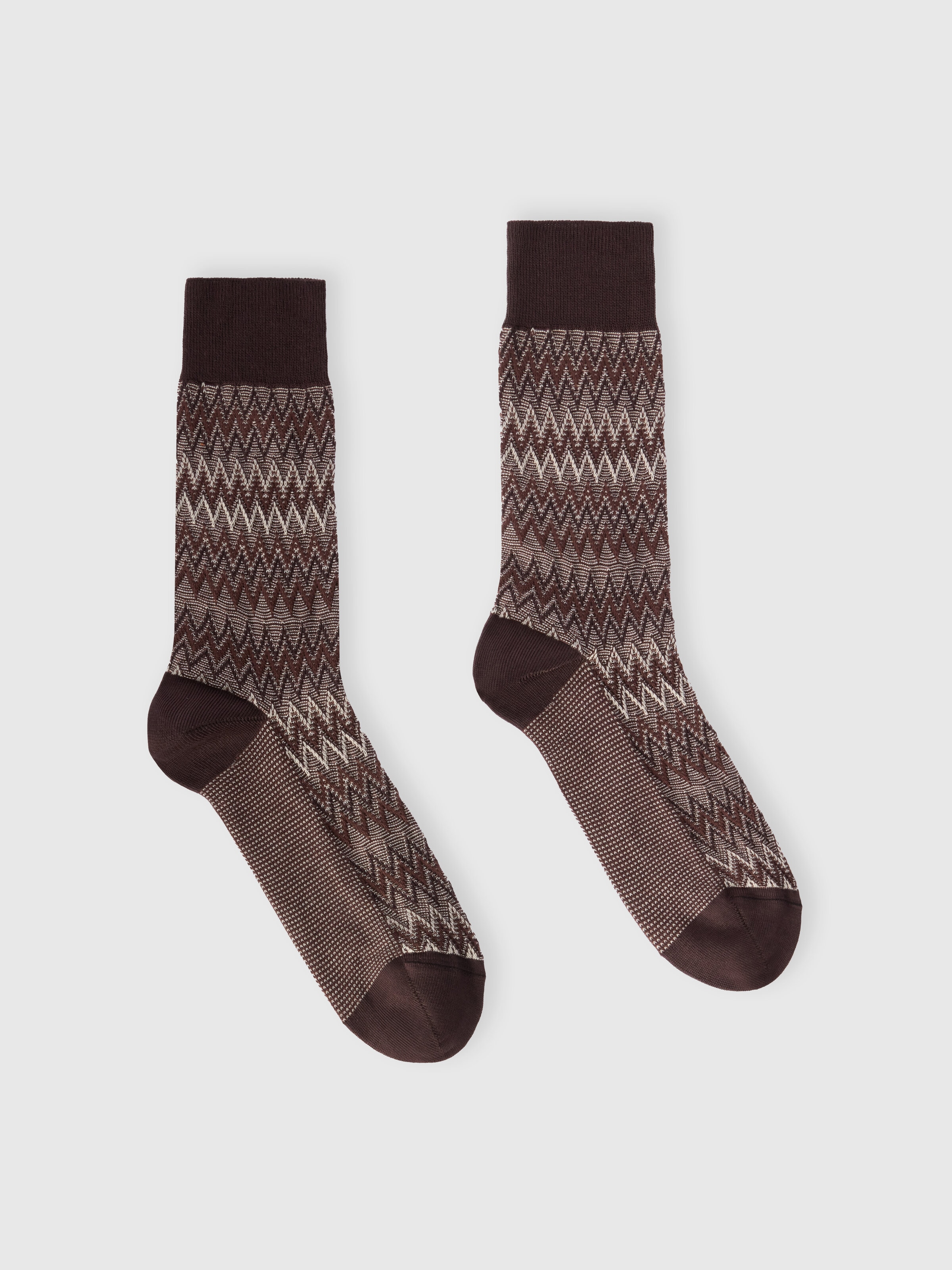 Mid-length cotton-blend zigzag socks, Multicoloured  - 0