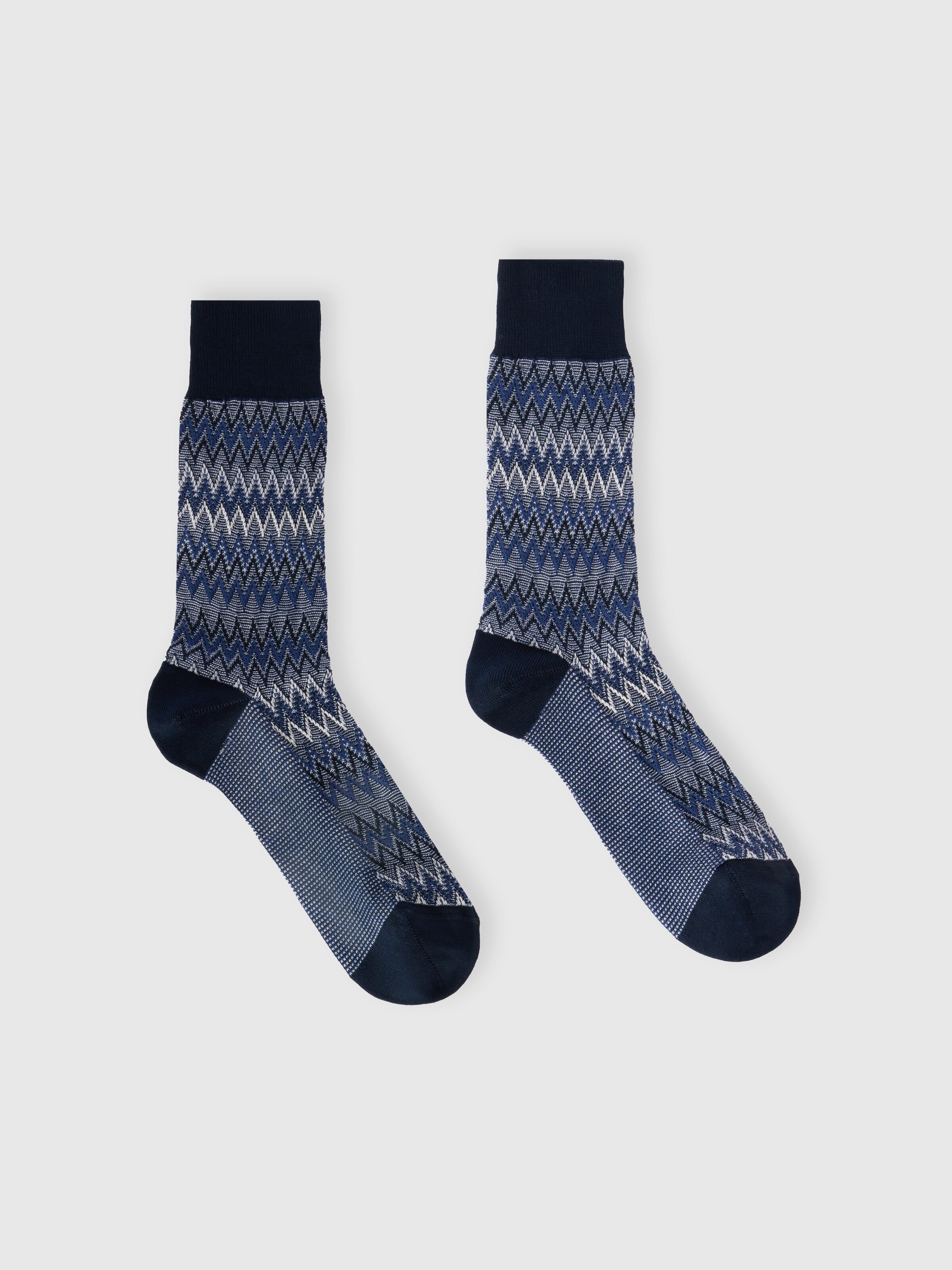 Calzini medi in misto cotone zig zag, Multicolore  - 0