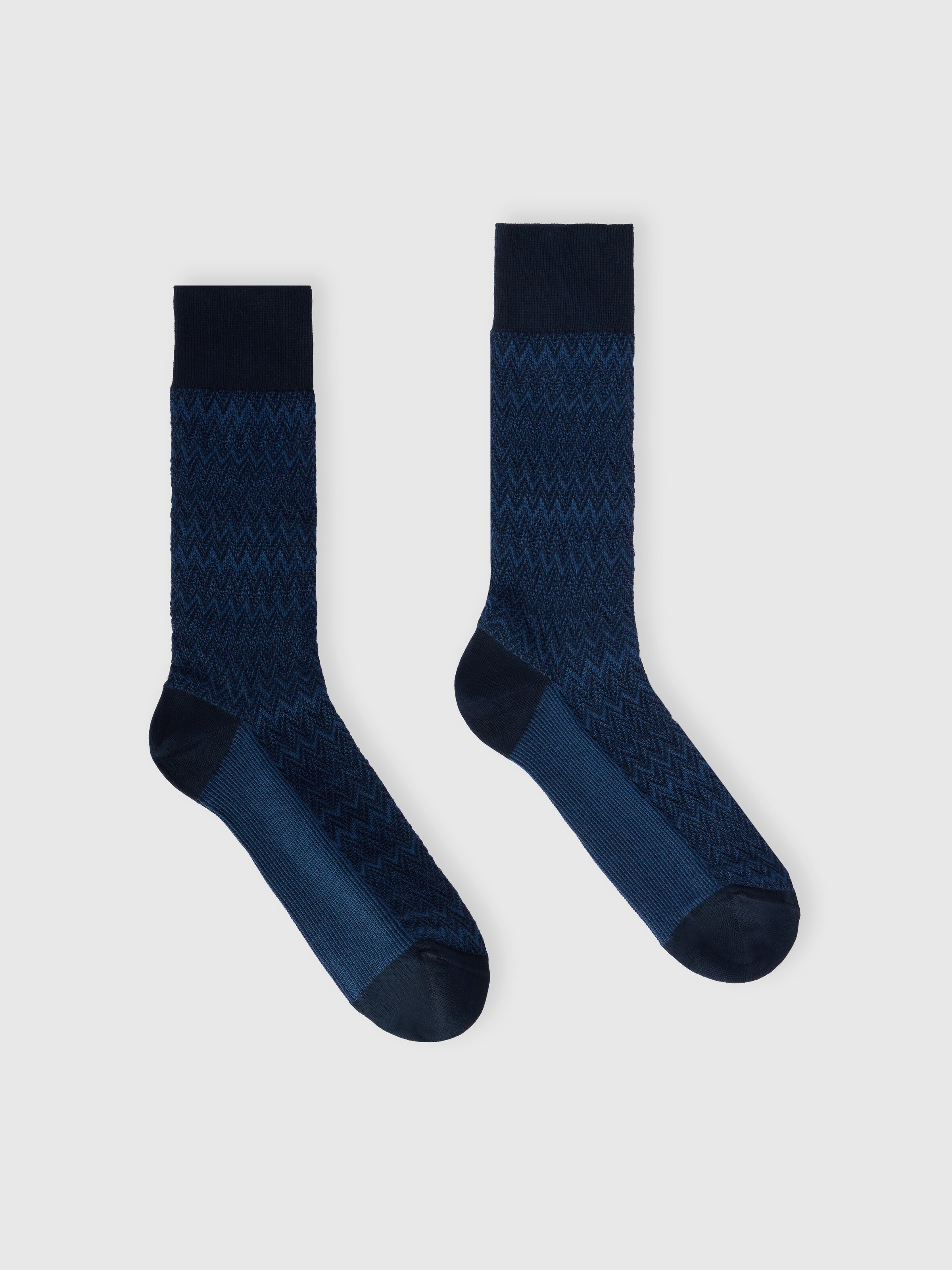 Mid-length cotton-blend 3D zigzag socks, Multicoloured  - 0