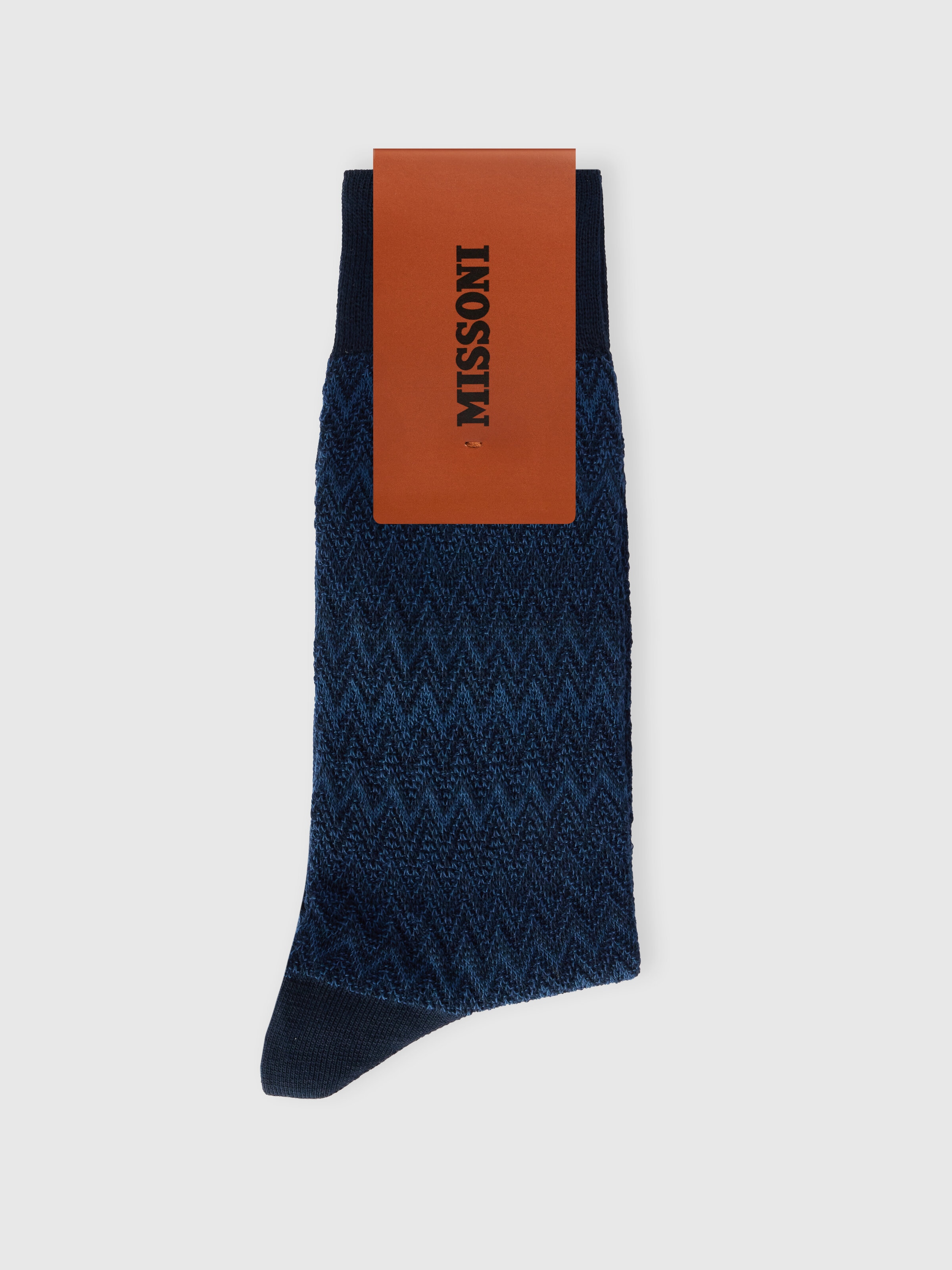 Mid-length cotton-blend 3D zigzag socks, Multicoloured  - 1