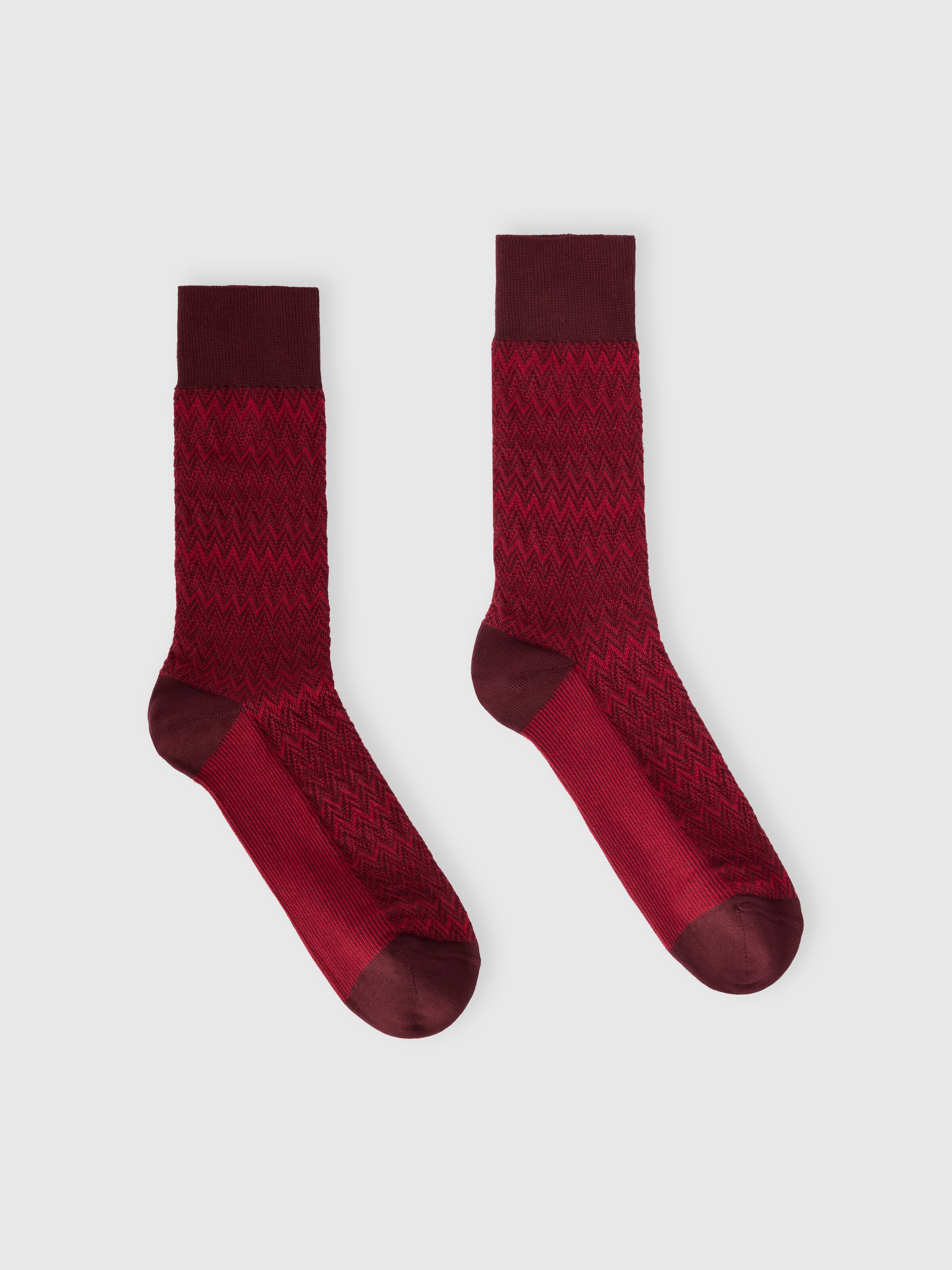 Mid-length cotton-blend 3D zigzag socks, Multicoloured  - 0