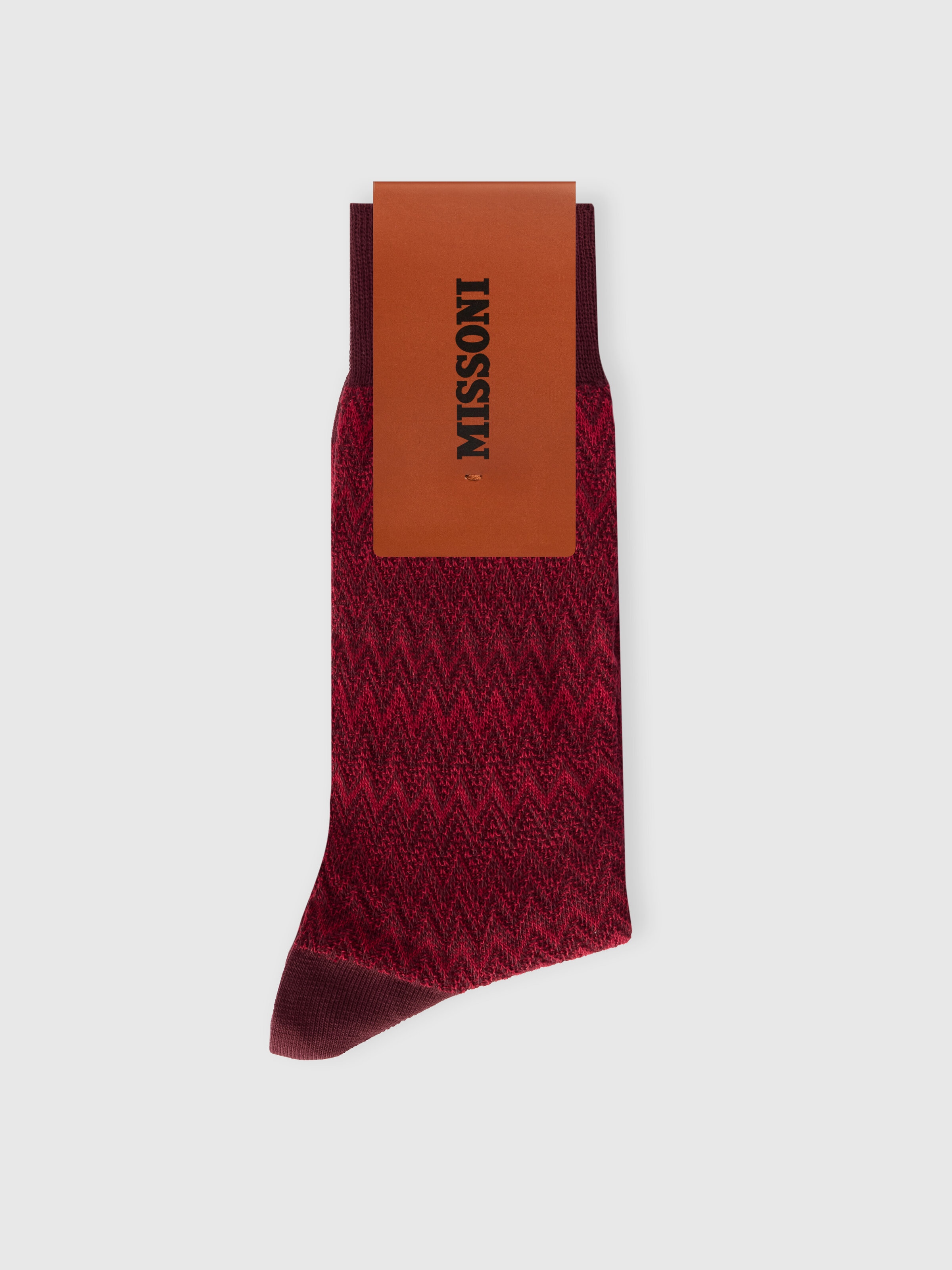 Mid-length cotton-blend 3D zigzag socks, Multicoloured  - 1