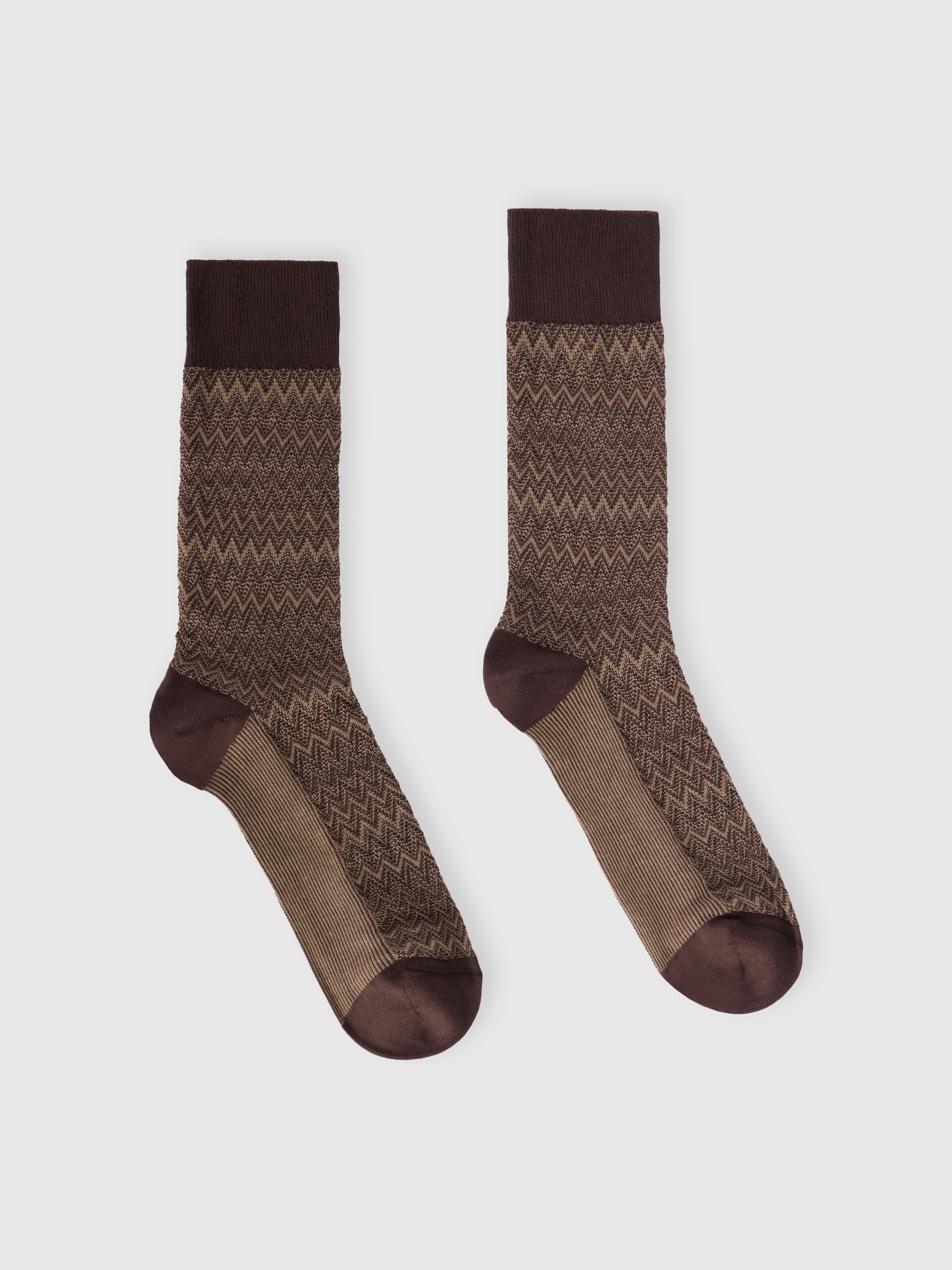 Mid-length cotton-blend 3D zigzag socks, Multicoloured  - 0
