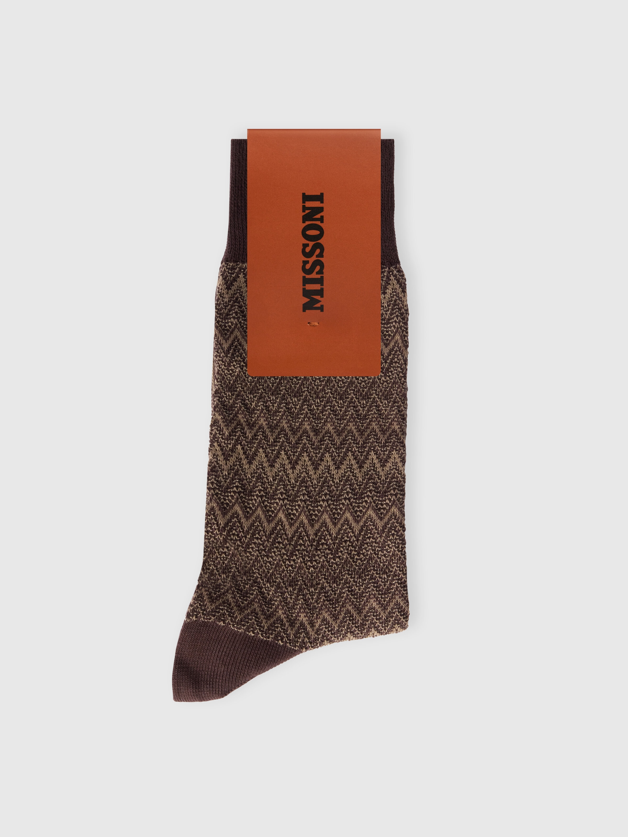 Mid-length cotton-blend 3D zigzag socks, Multicoloured  - 1