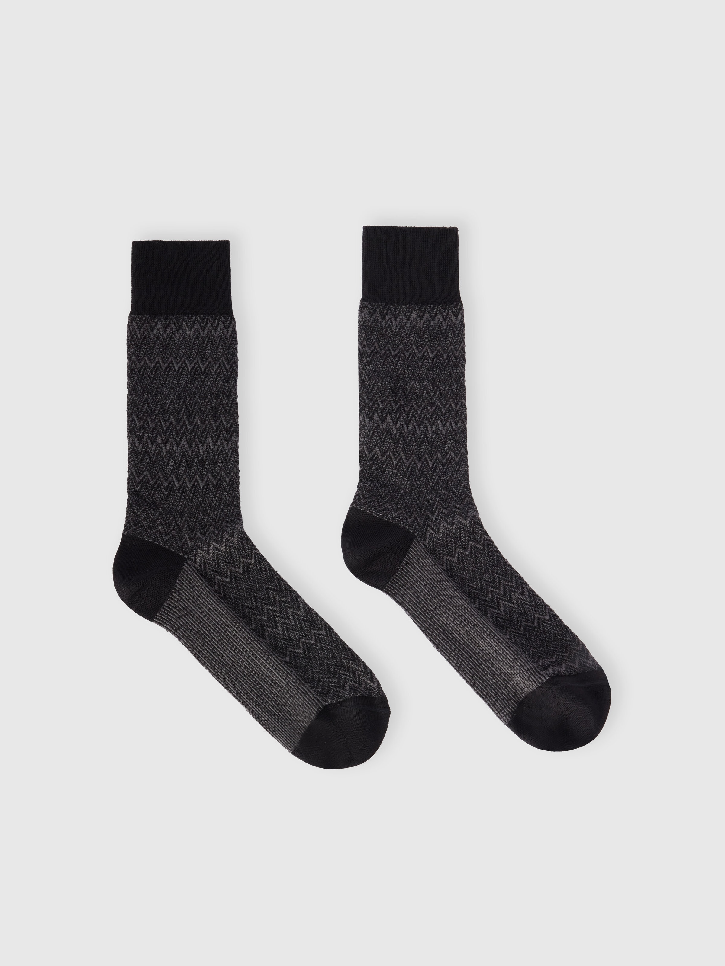 Mid-length cotton-blend 3D zigzag socks, Multicoloured  - 0