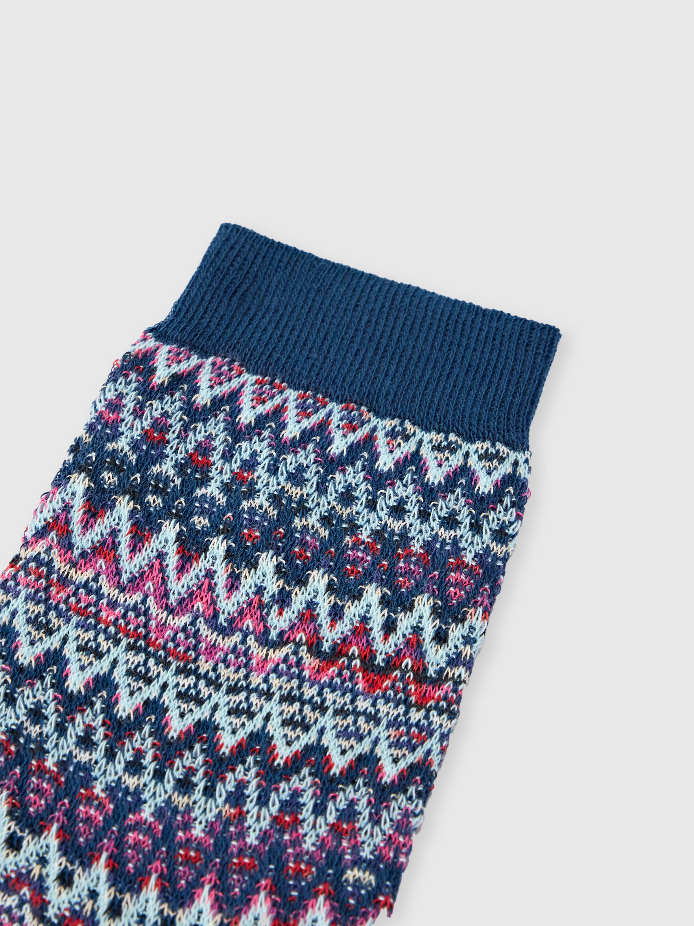 Mid-length cotton-blend zigzag socks with contrasting trims, Multicoloured  - 2
