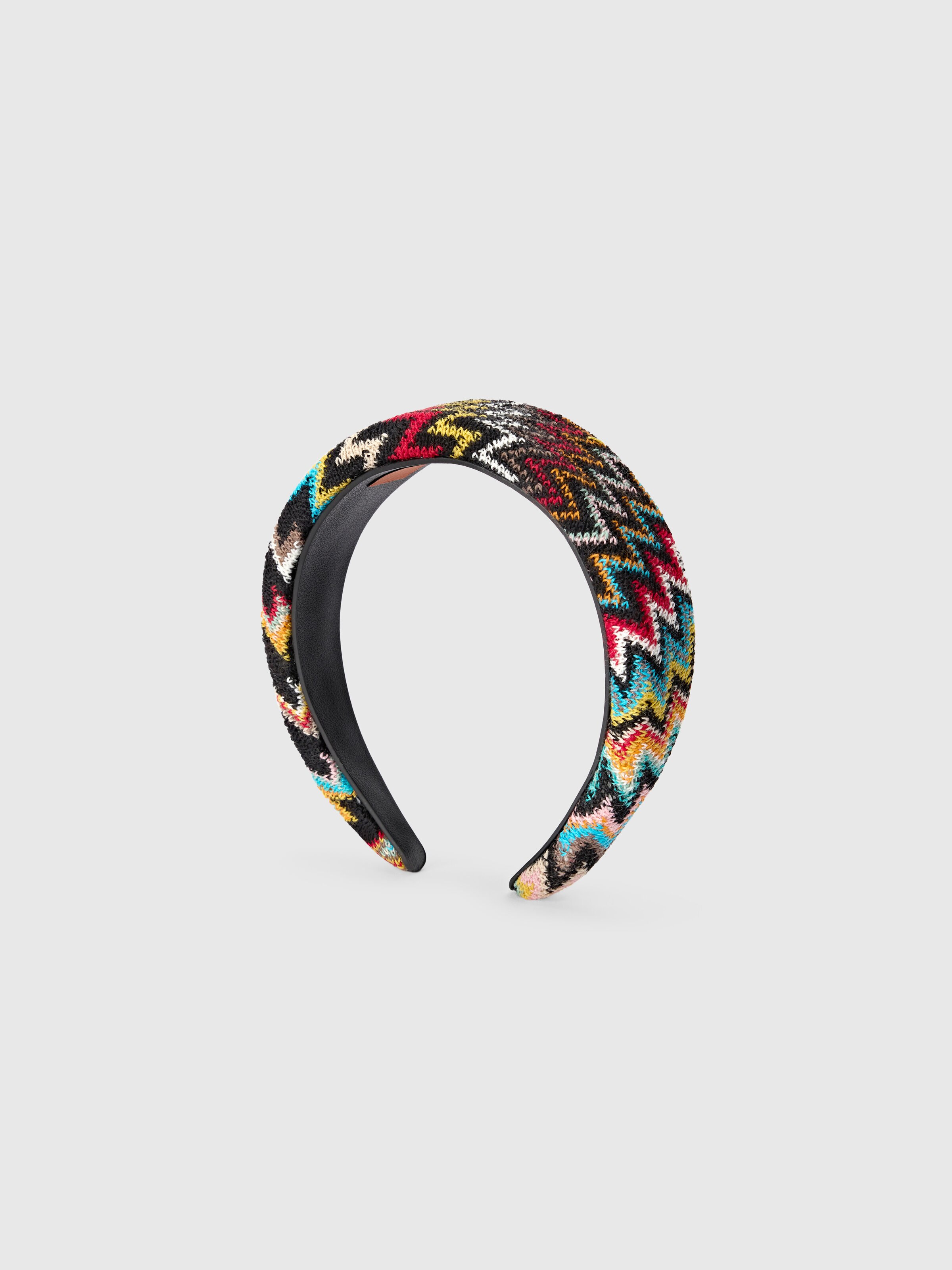 Cerchietto bombato in misto lana zig zag, Multicolore  - 1