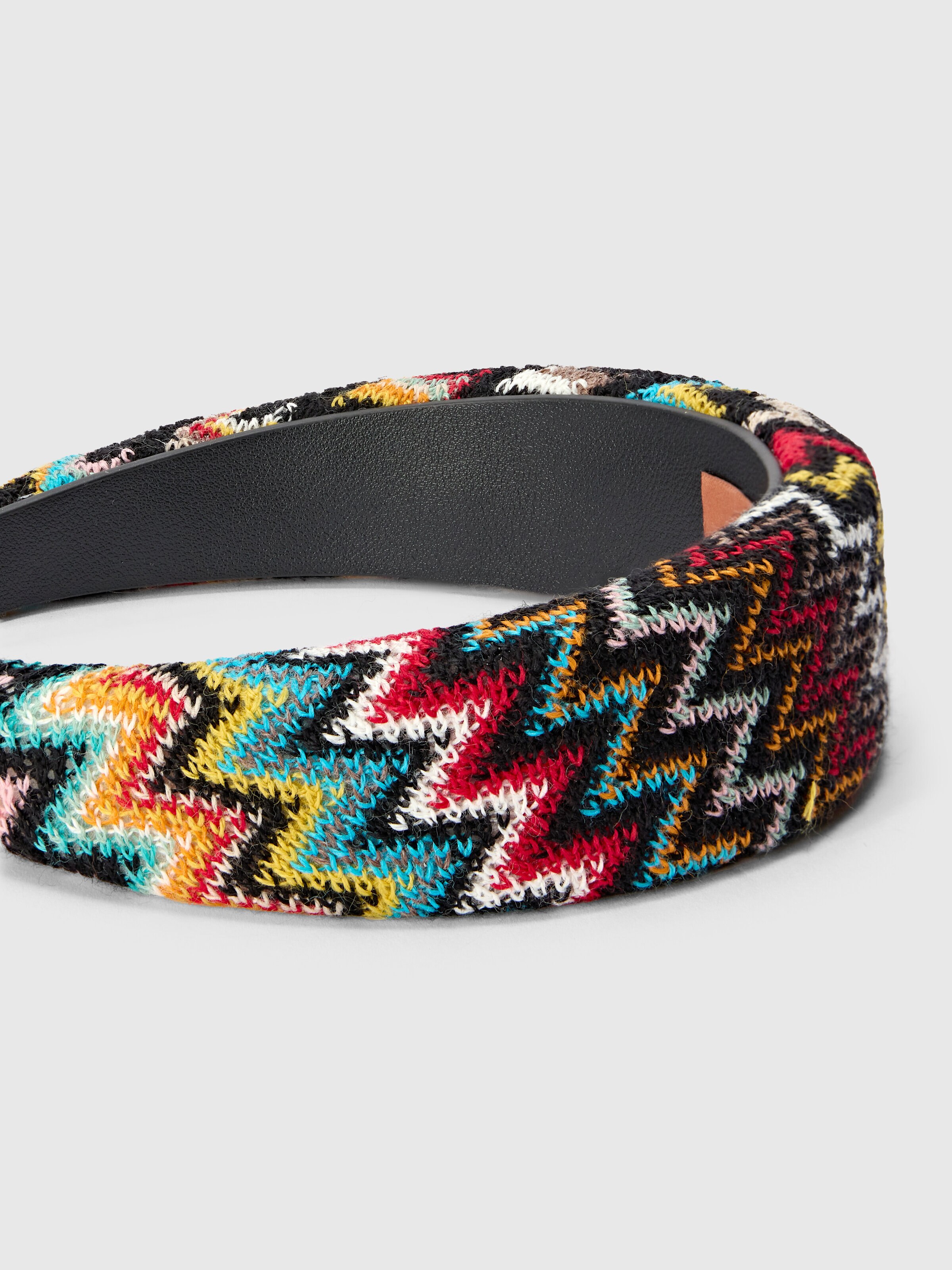 Cerchietto bombato in misto lana zig zag, Multicolore  - 2