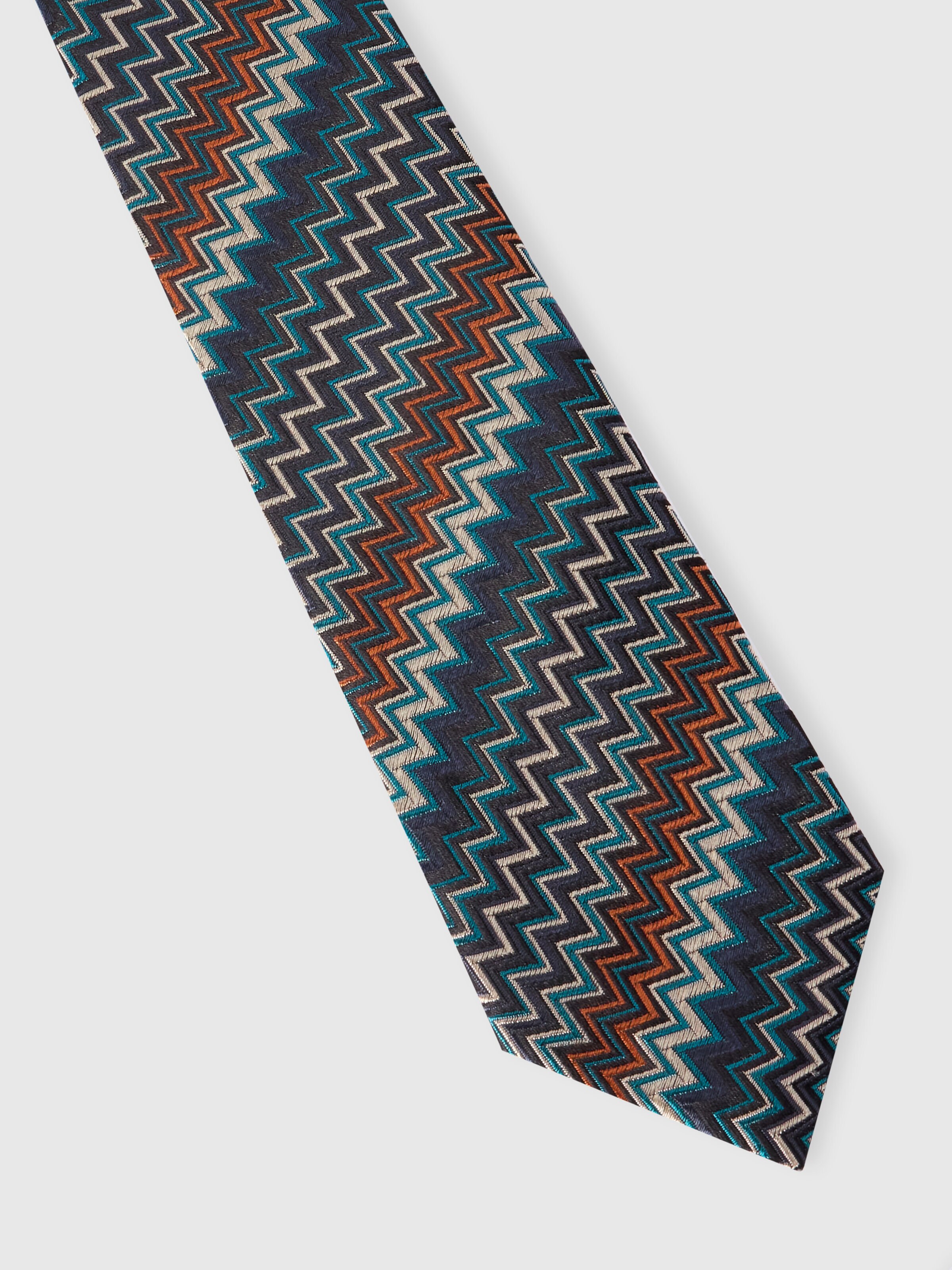 Cravatta in seta zig zag, Multicolore  - 1