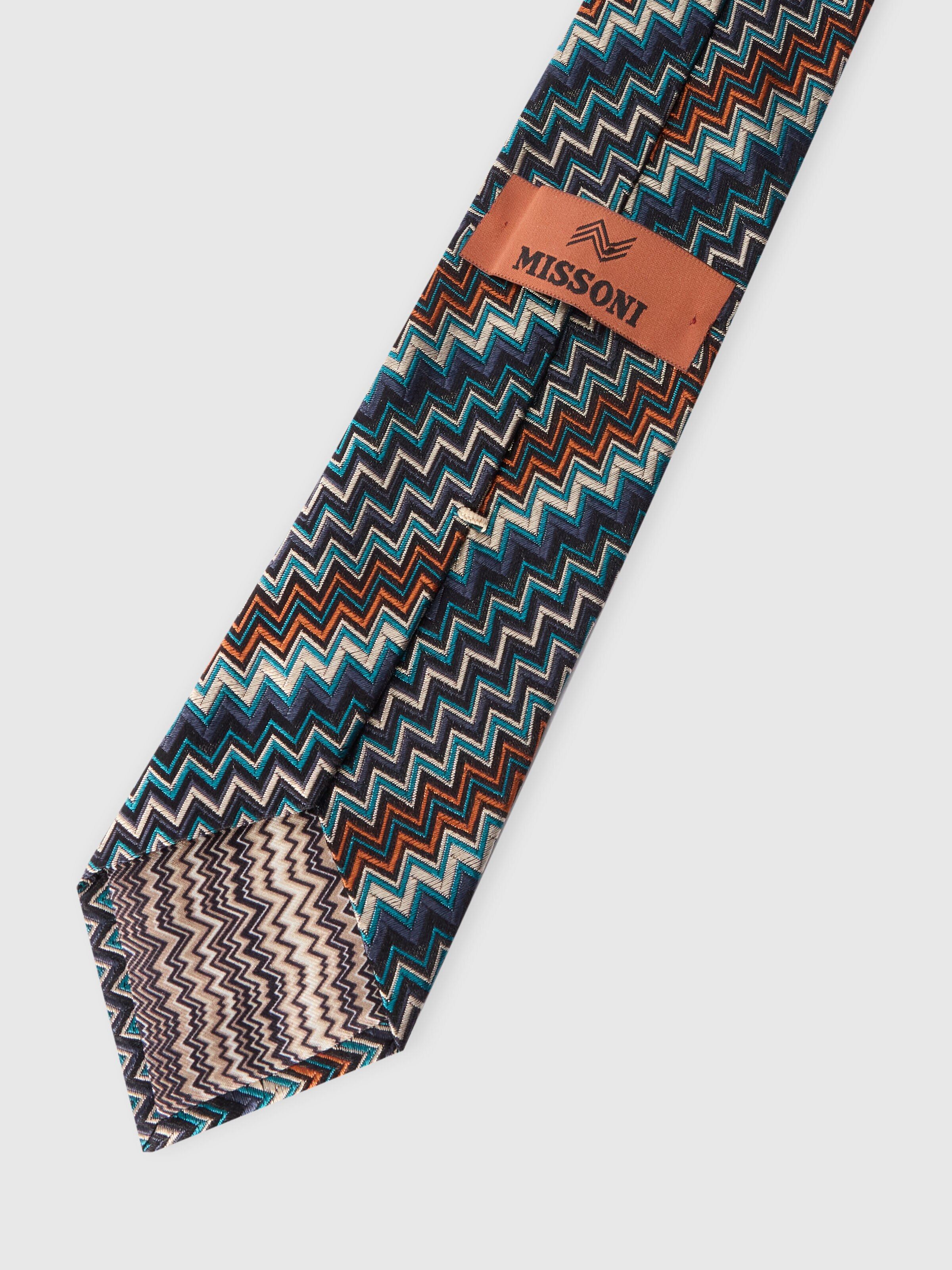 Cravatta in seta zig zag, Multicolore  - 2