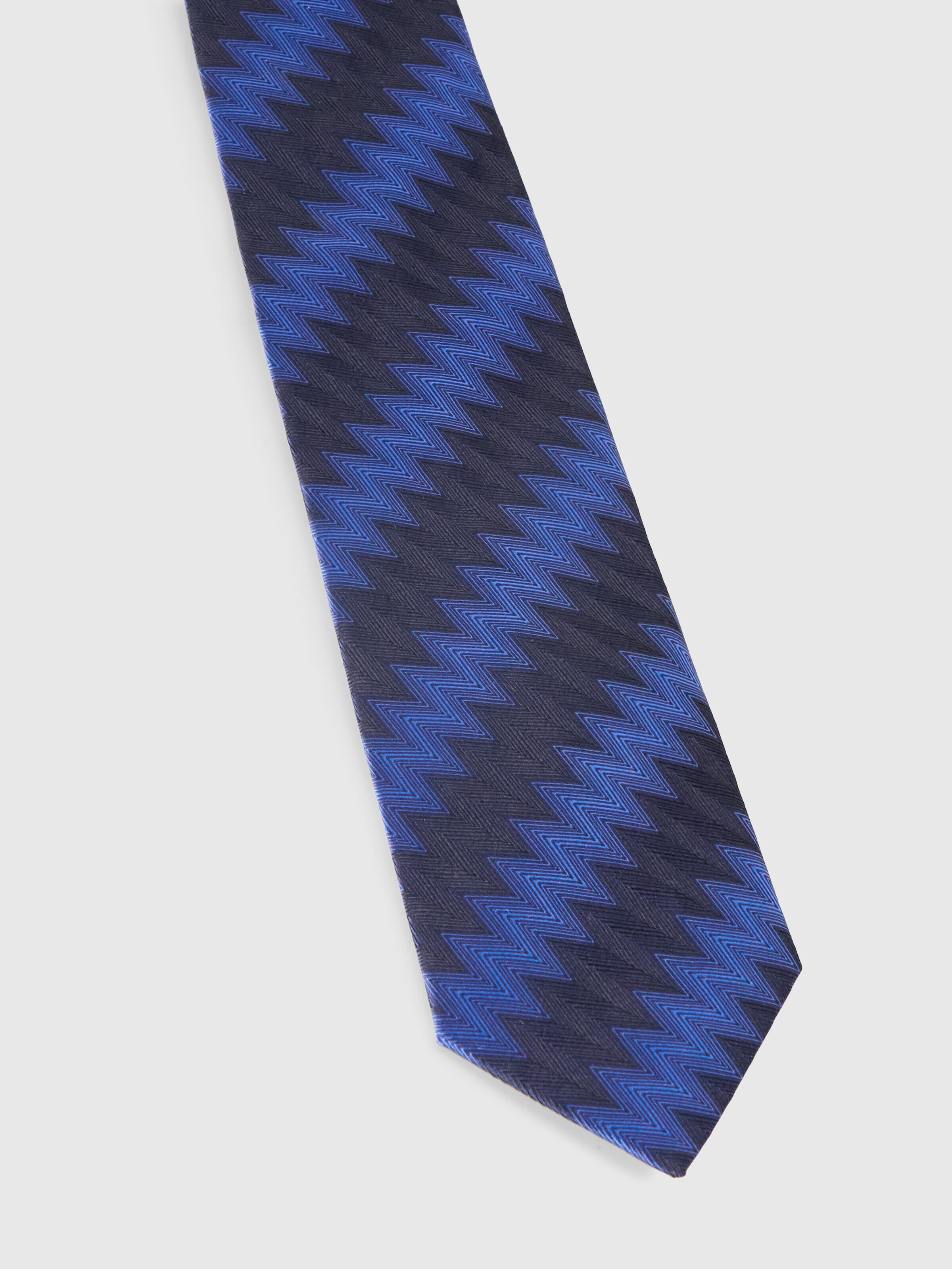 Cravate en soie à motif grec et zigzag, Multicolore  - 1