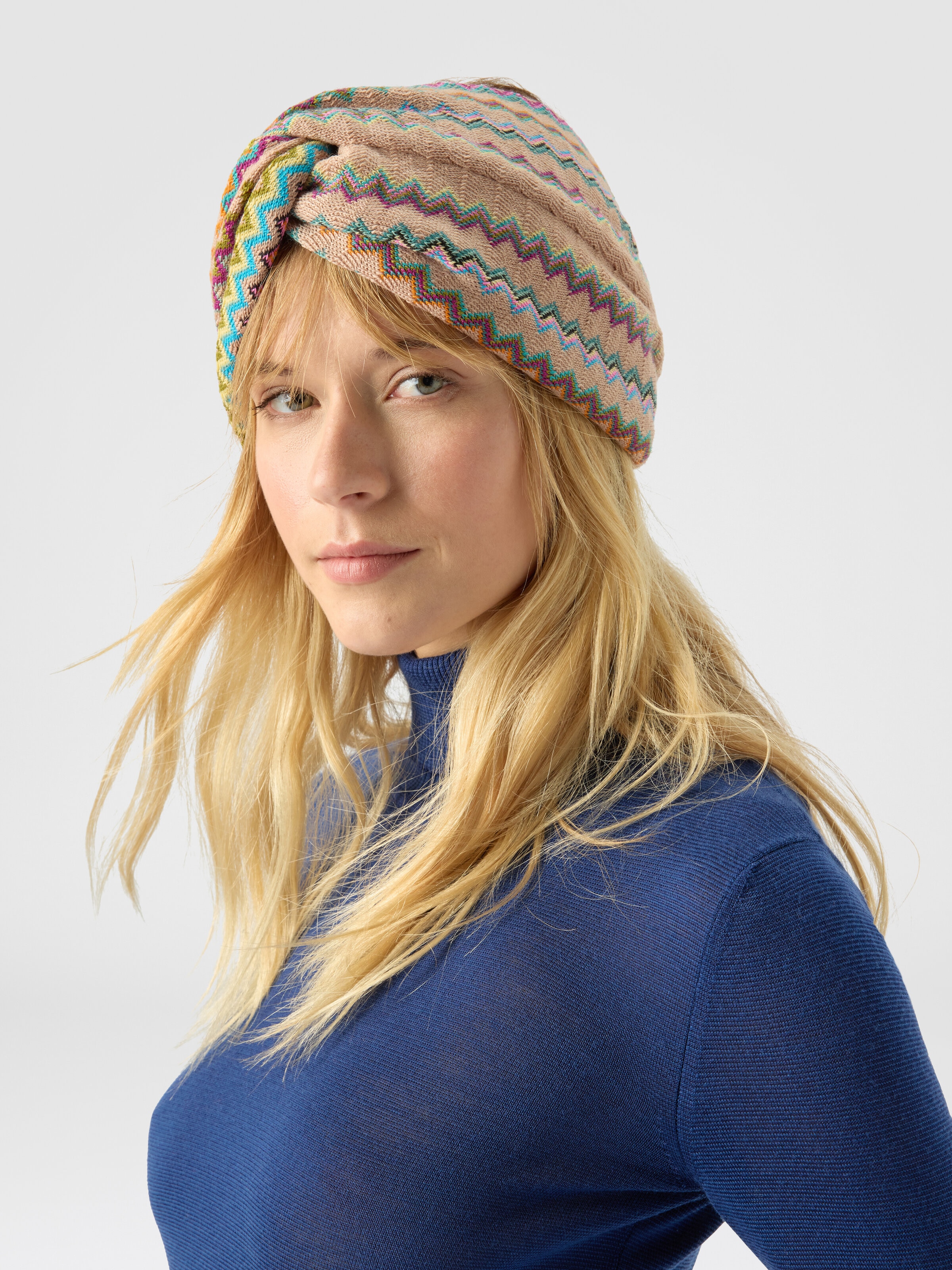 Wool-blend headband with central twist, Multicoloured  - 2