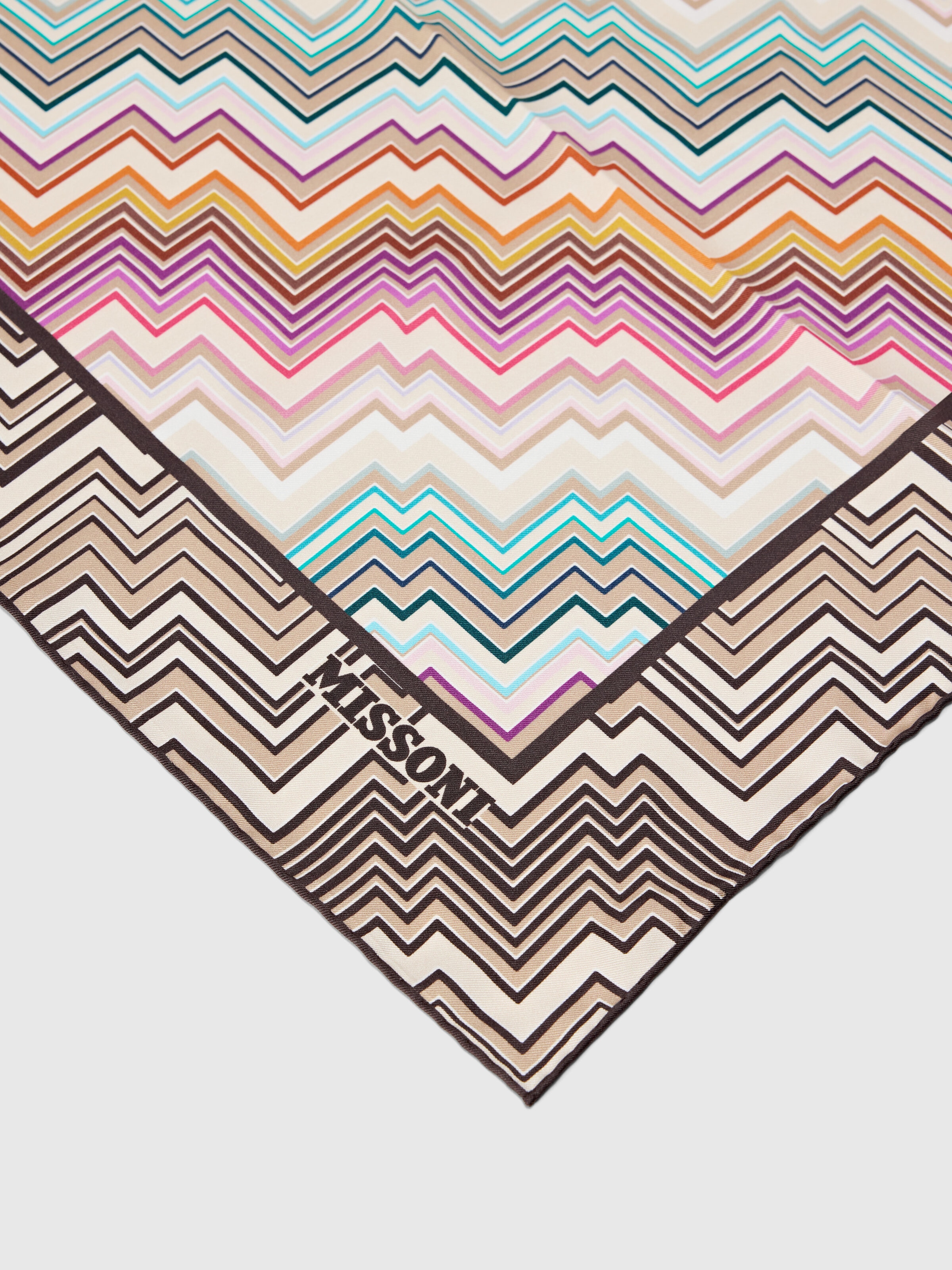 Foulard in seta con logo, Multicolore  - 1
