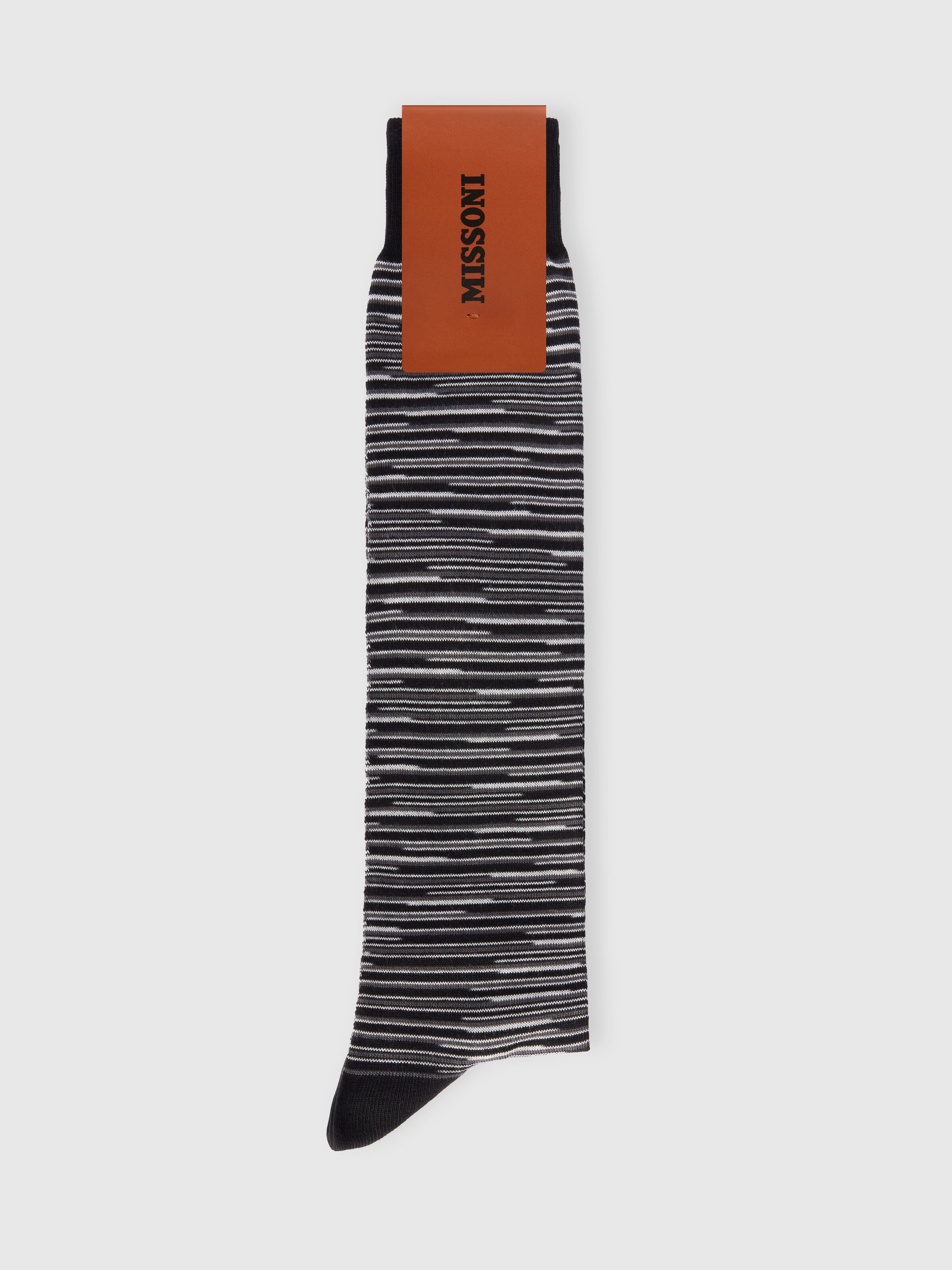 Long flame-patterned cotton-blend socks, Multicoloured  - 1