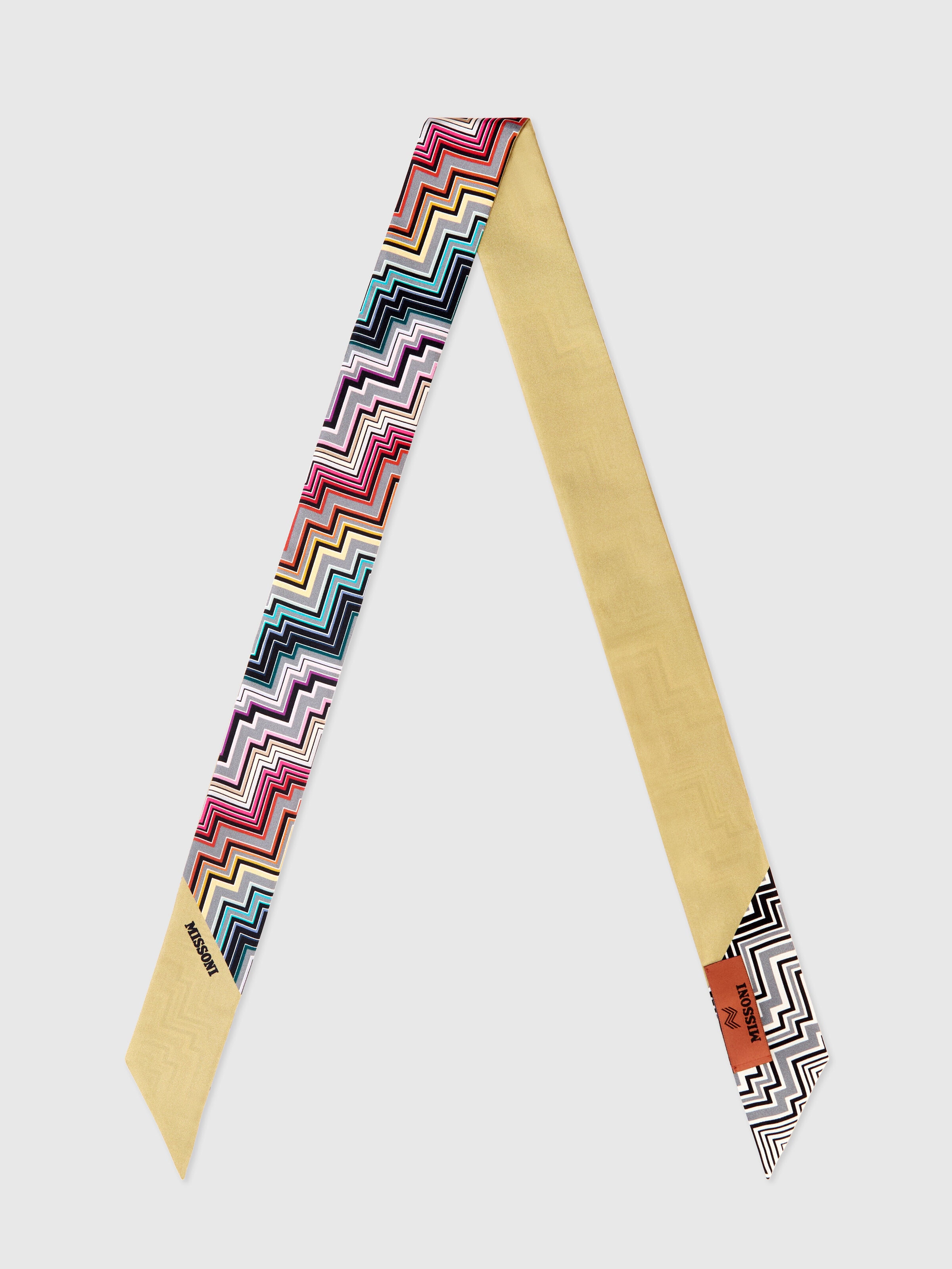 Pocket square scarf with zigzag pattern, Multicoloured  - 0