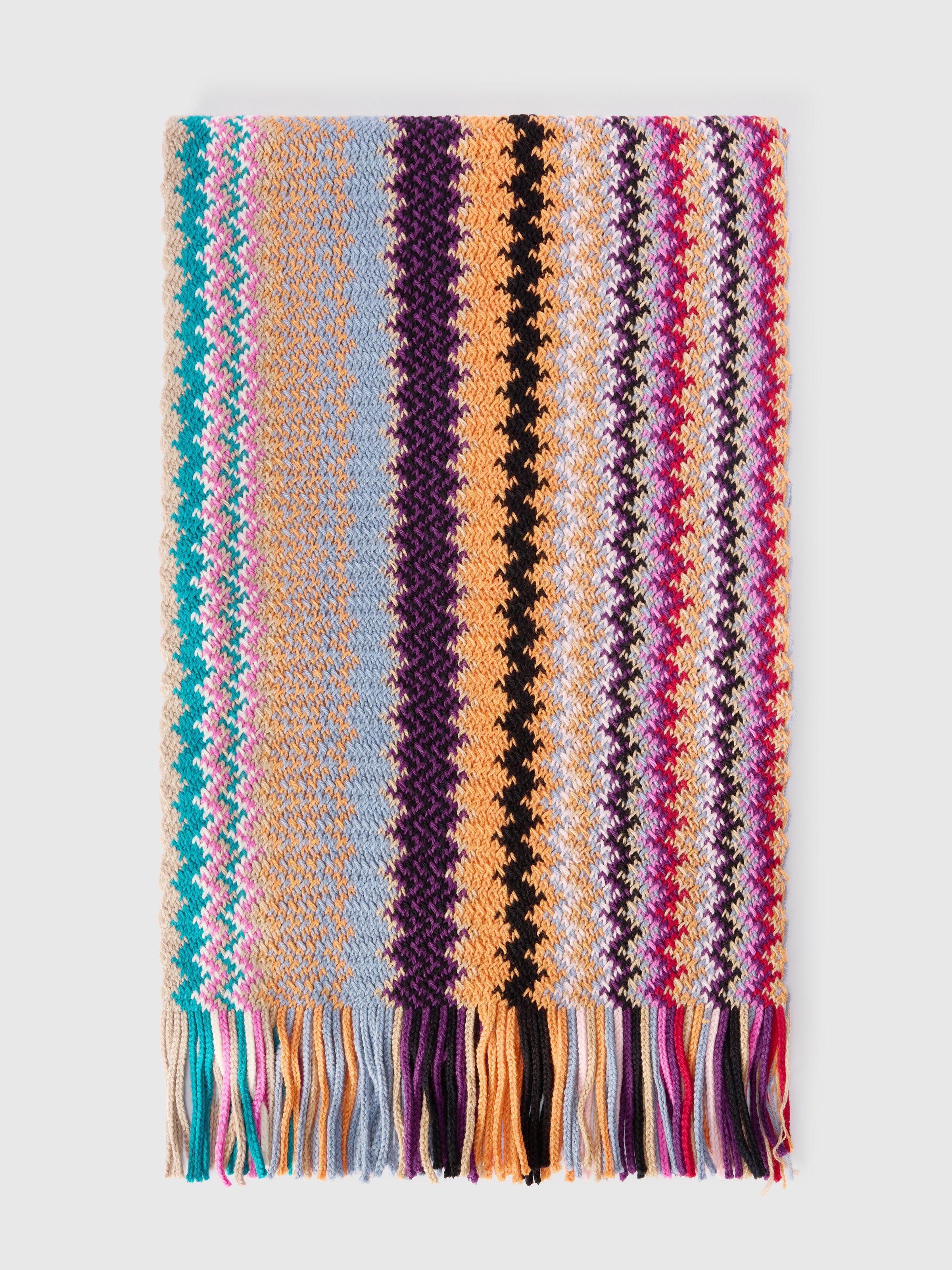 Sciarpa in pura lana con frange, Multicolore  - 0