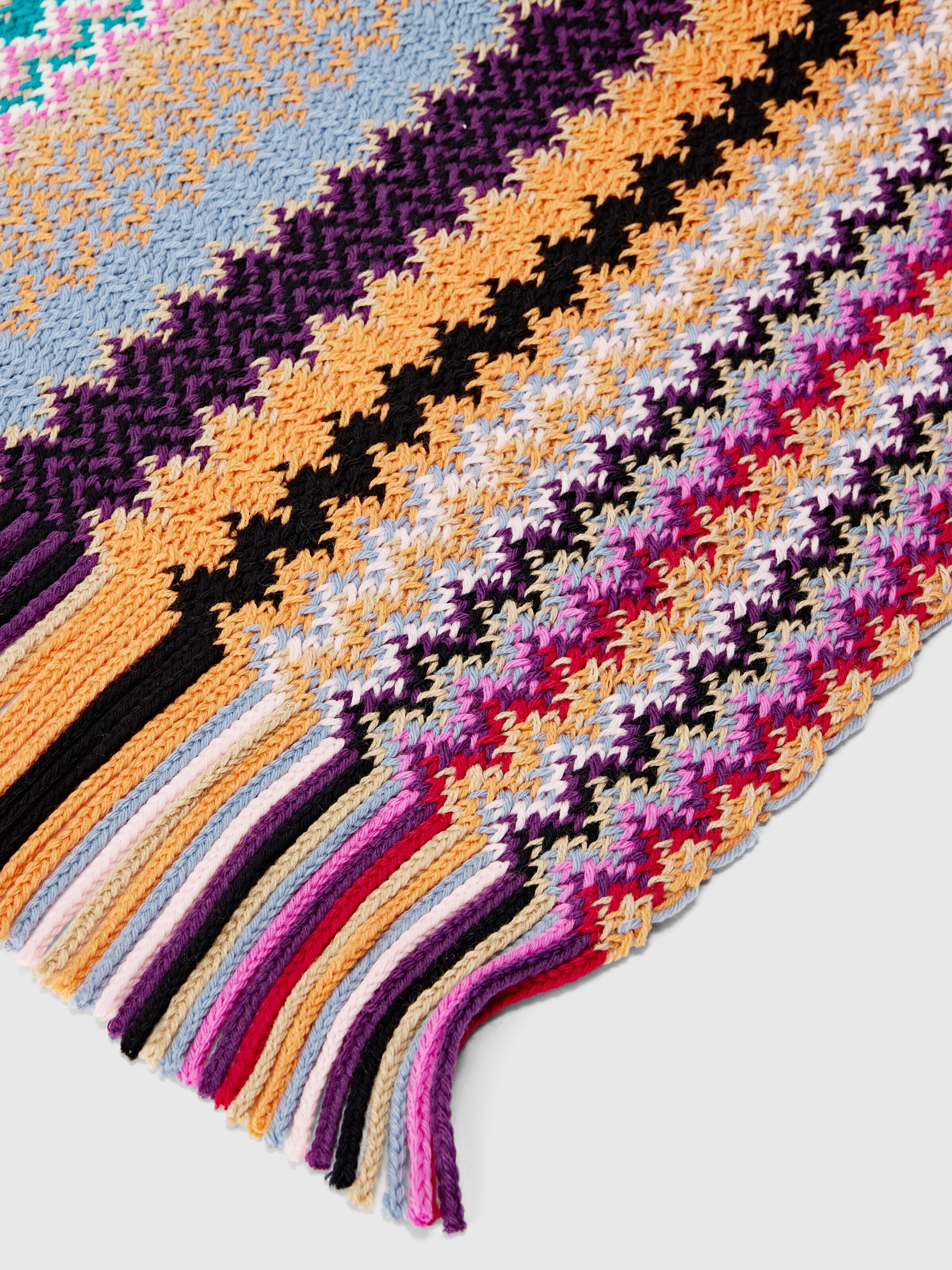 Sciarpa in pura lana con frange, Multicolore  - 1