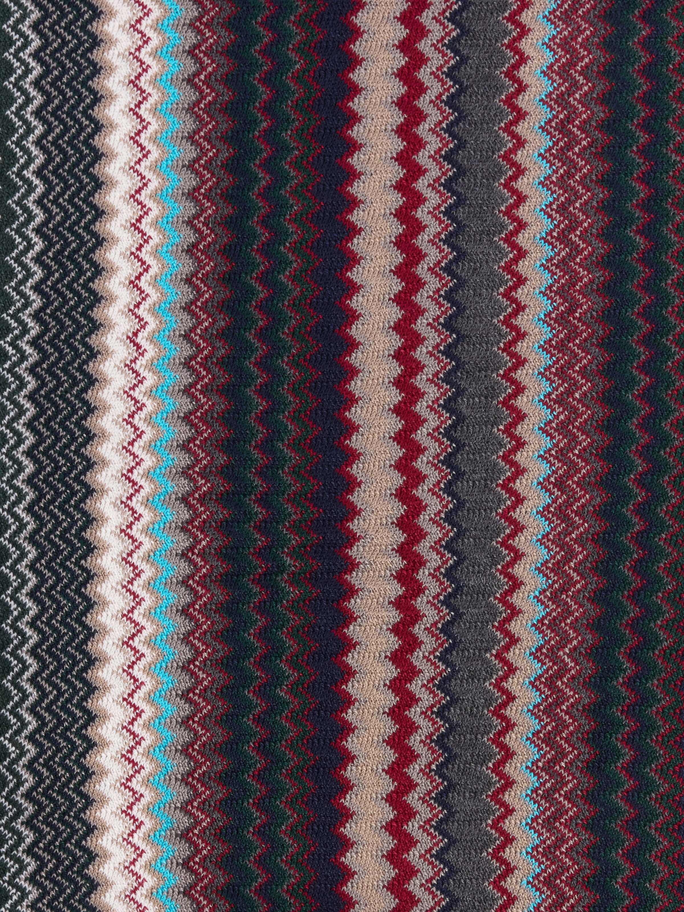 Bufanda de lana con diseño zigzag y flecos, Multicolor  - 2