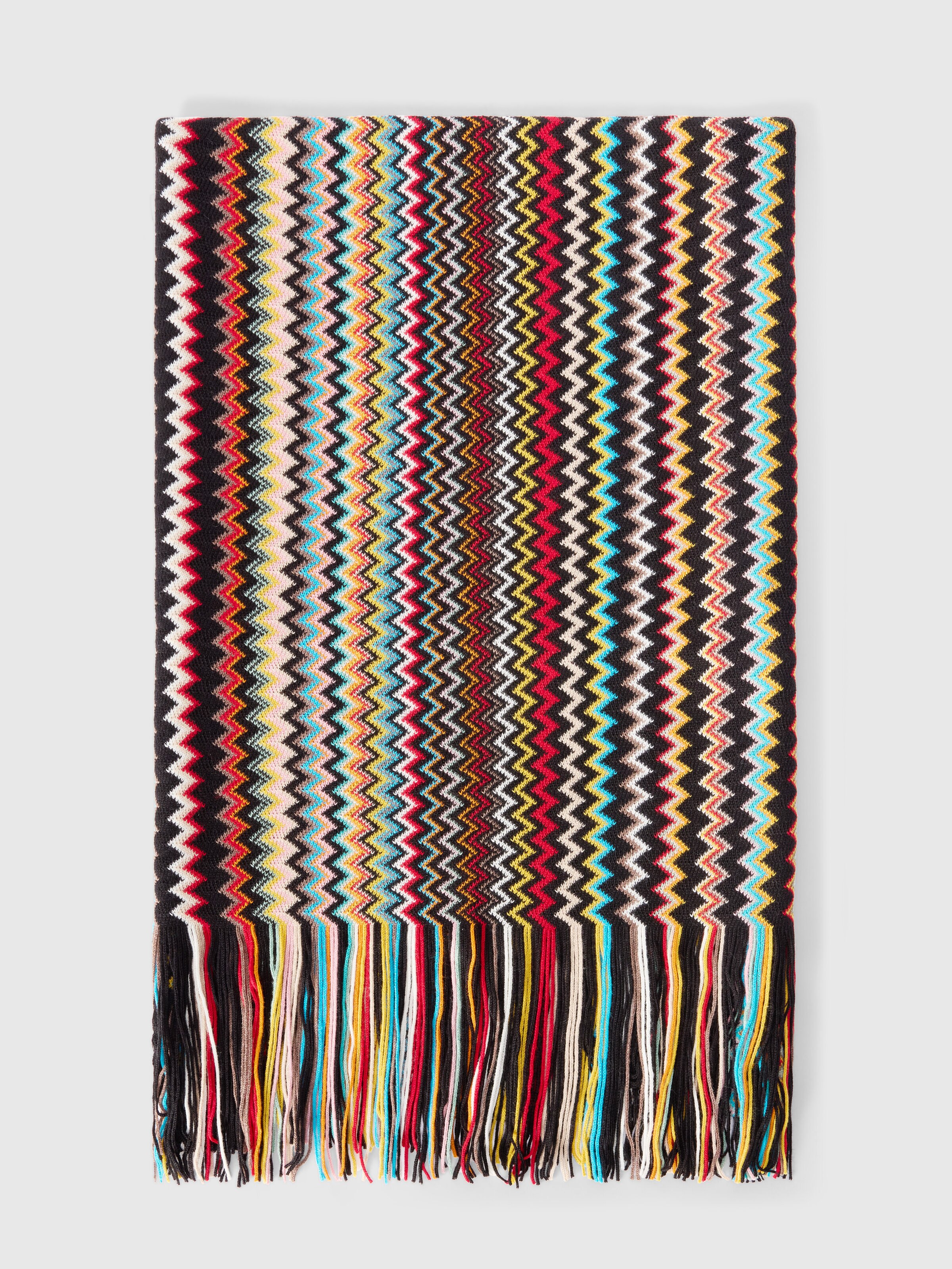 Sciarpa con lavorazione zig zag e frange, Multicolore  - 0