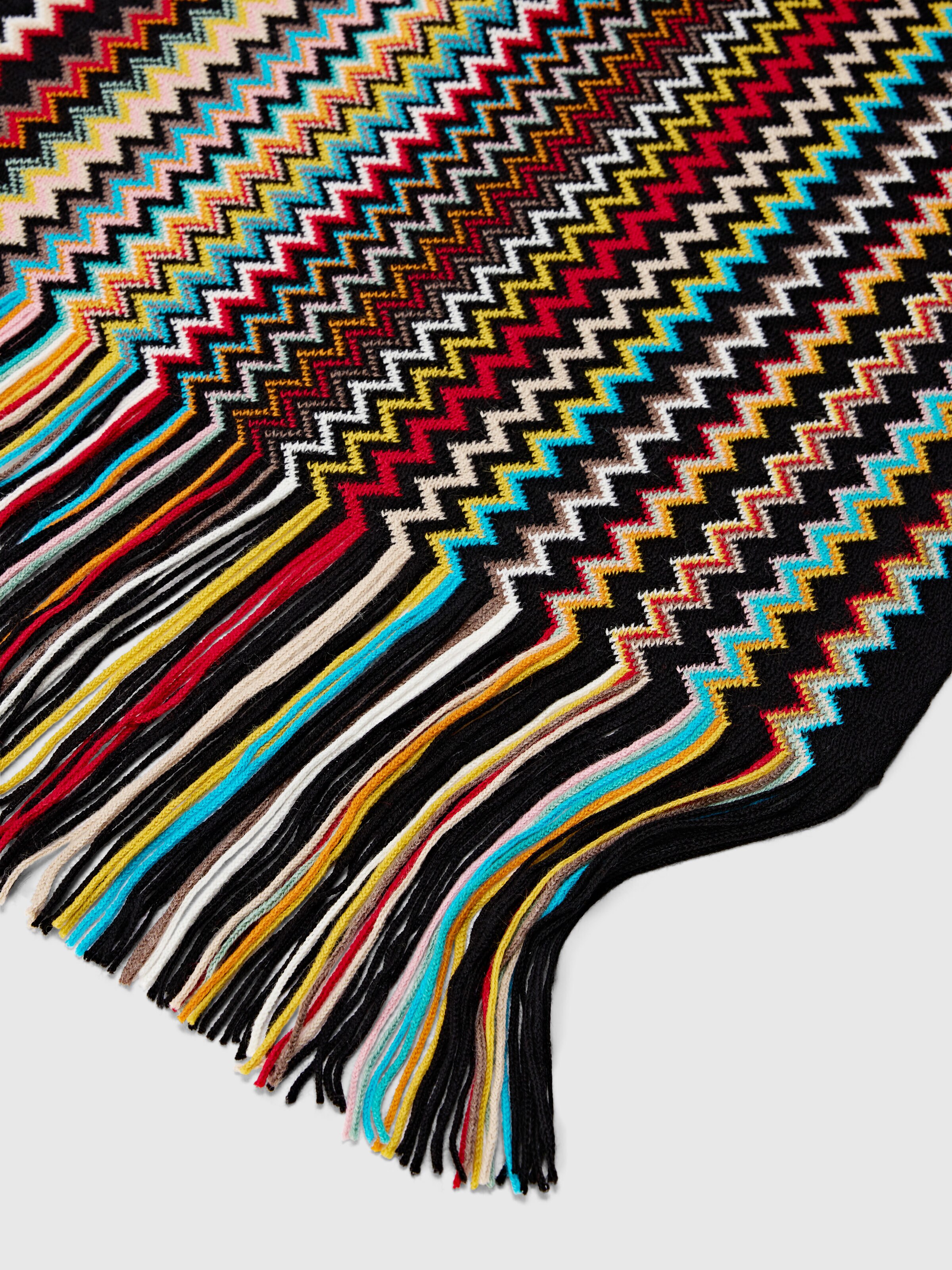 Sciarpa con lavorazione zig zag e frange, Multicolore  - 1