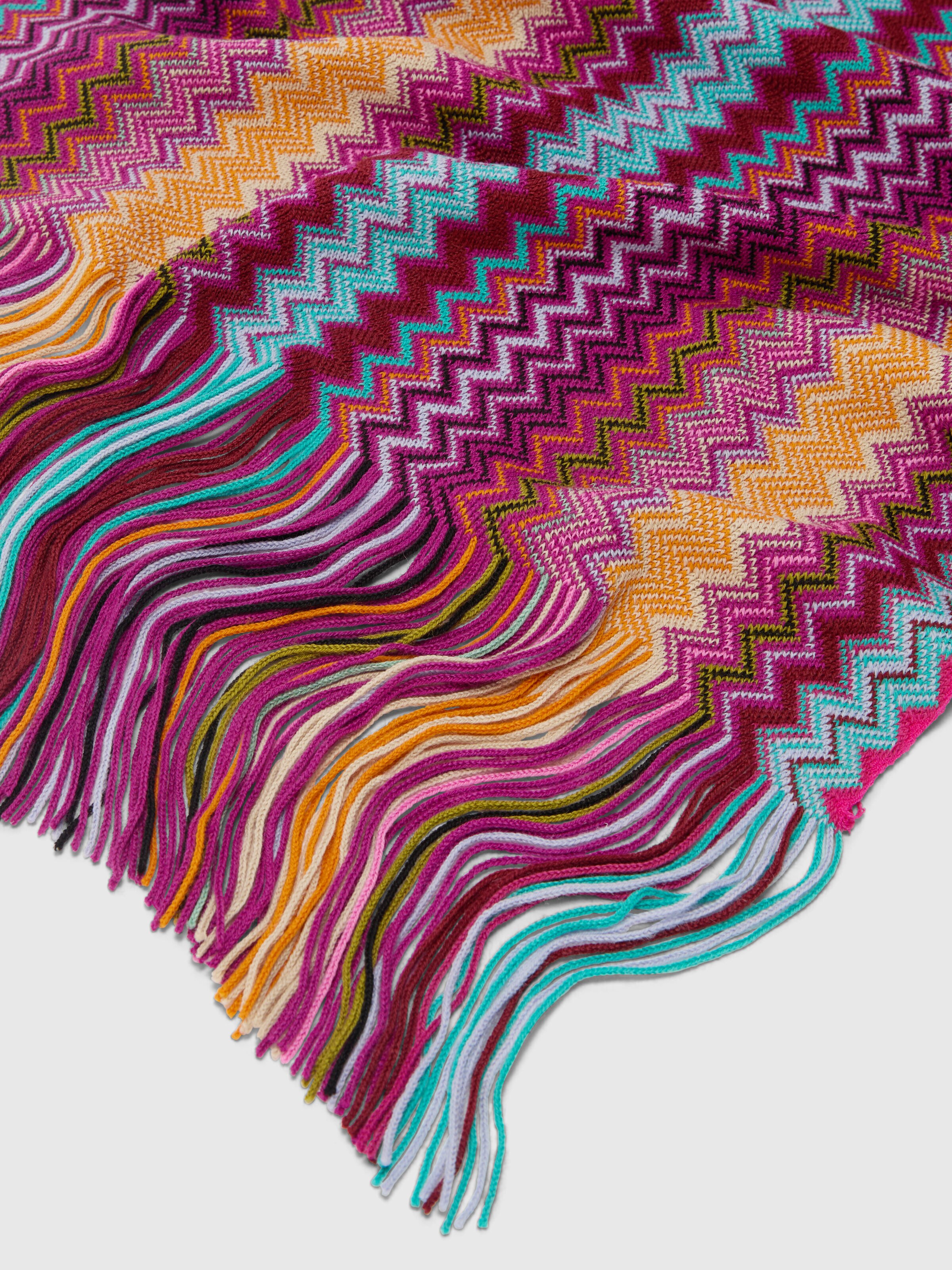 Écharpe avec motif en zigzag et franges, Multicolore  - 1