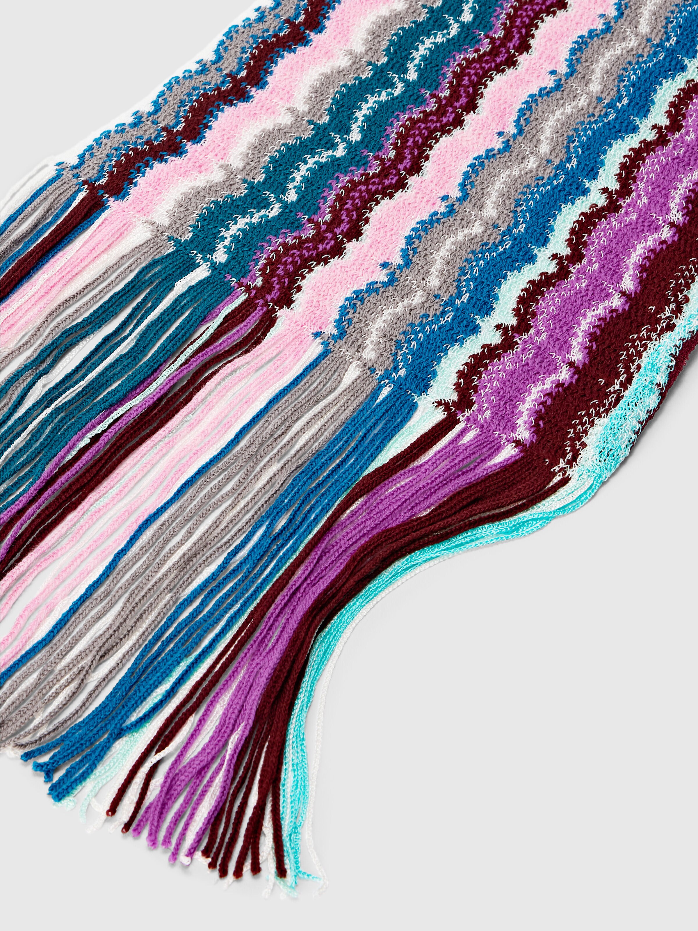 Wool and viscose scarf with fringes, Multicoloured  - 1