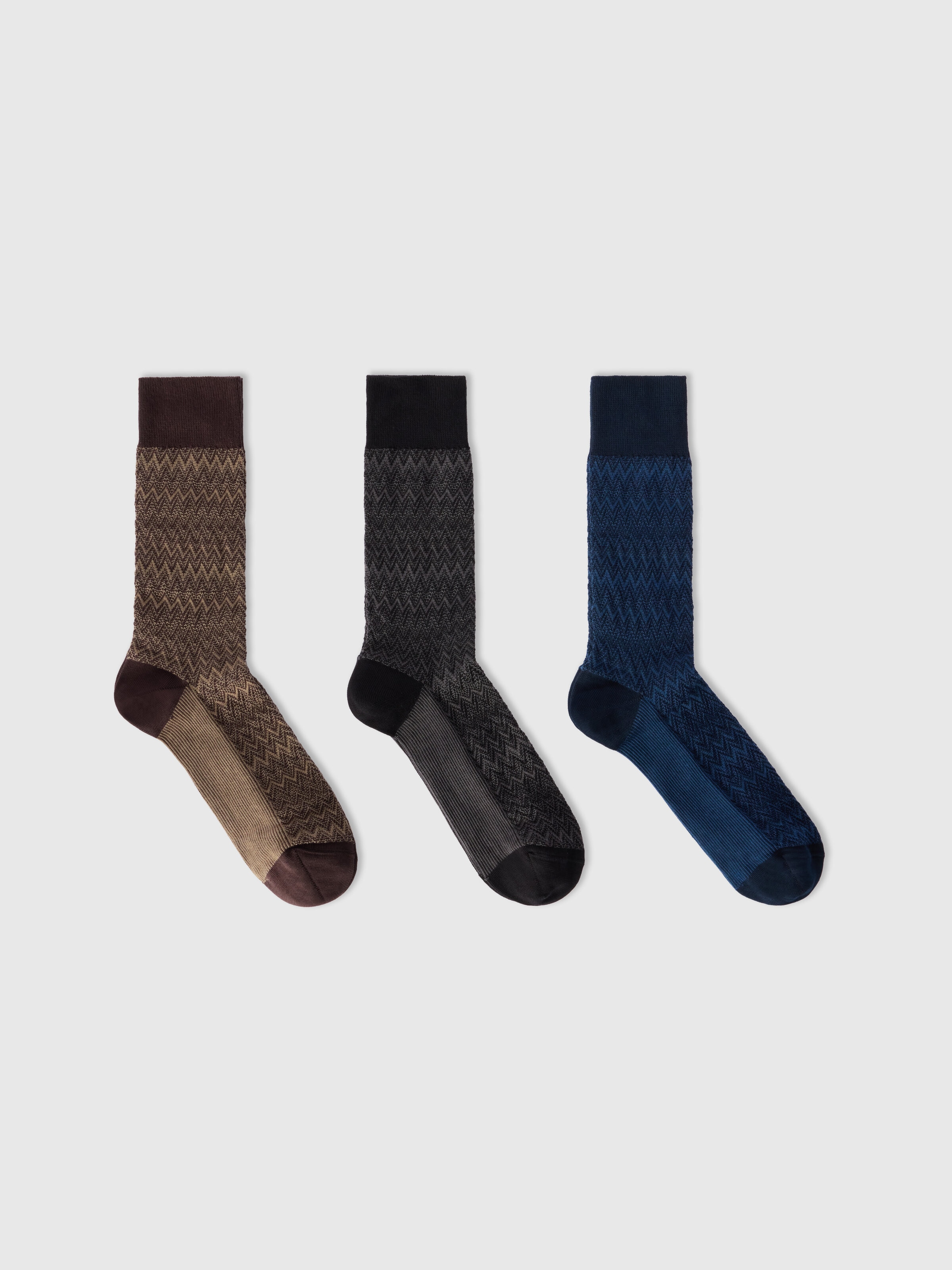 Set of three mid-length socks in a cotton blend, Multicoloured  - 0
