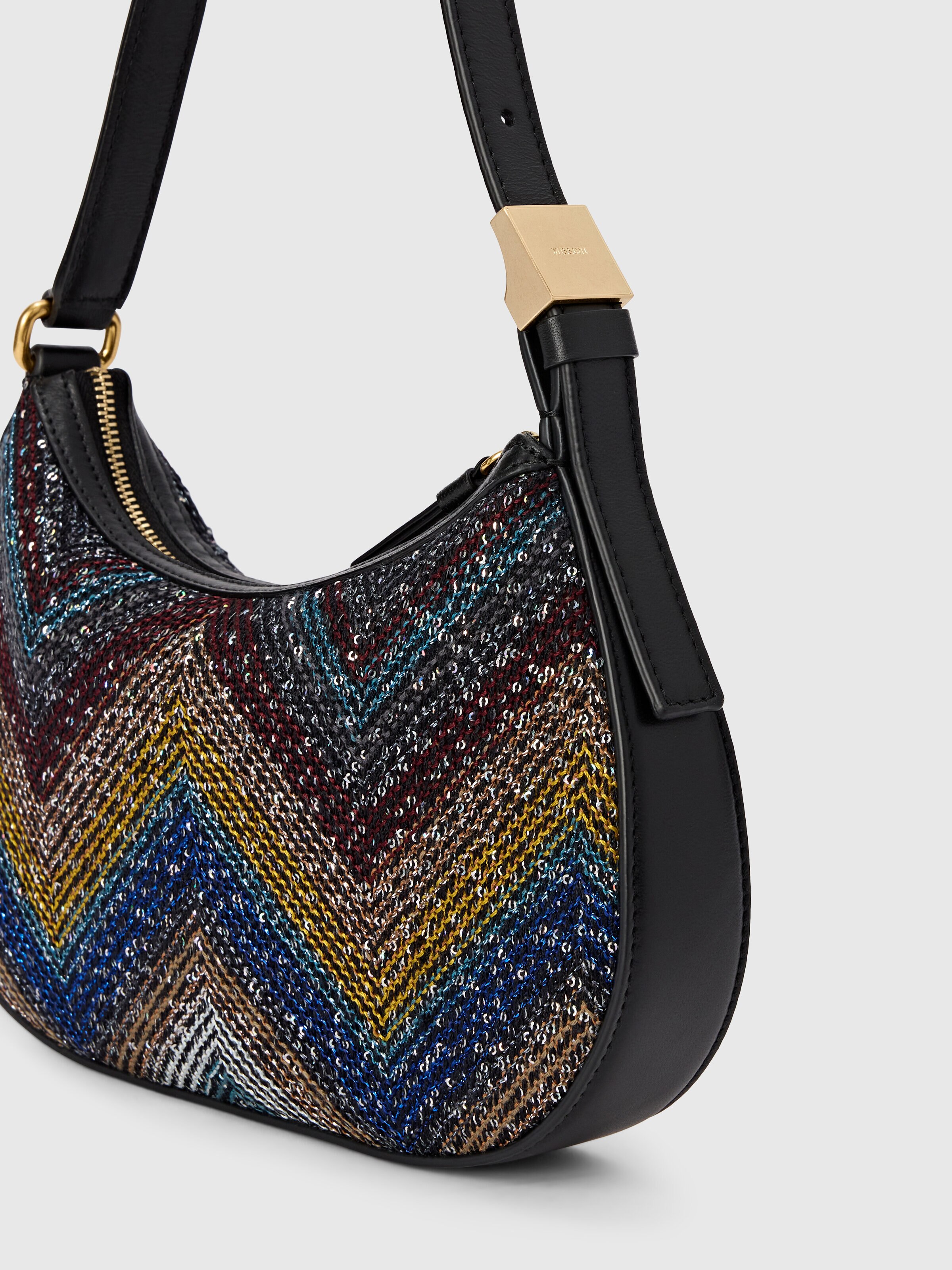 Bolso bandolera de tela en zigzag con lentejuelas, Multicolor  - 2