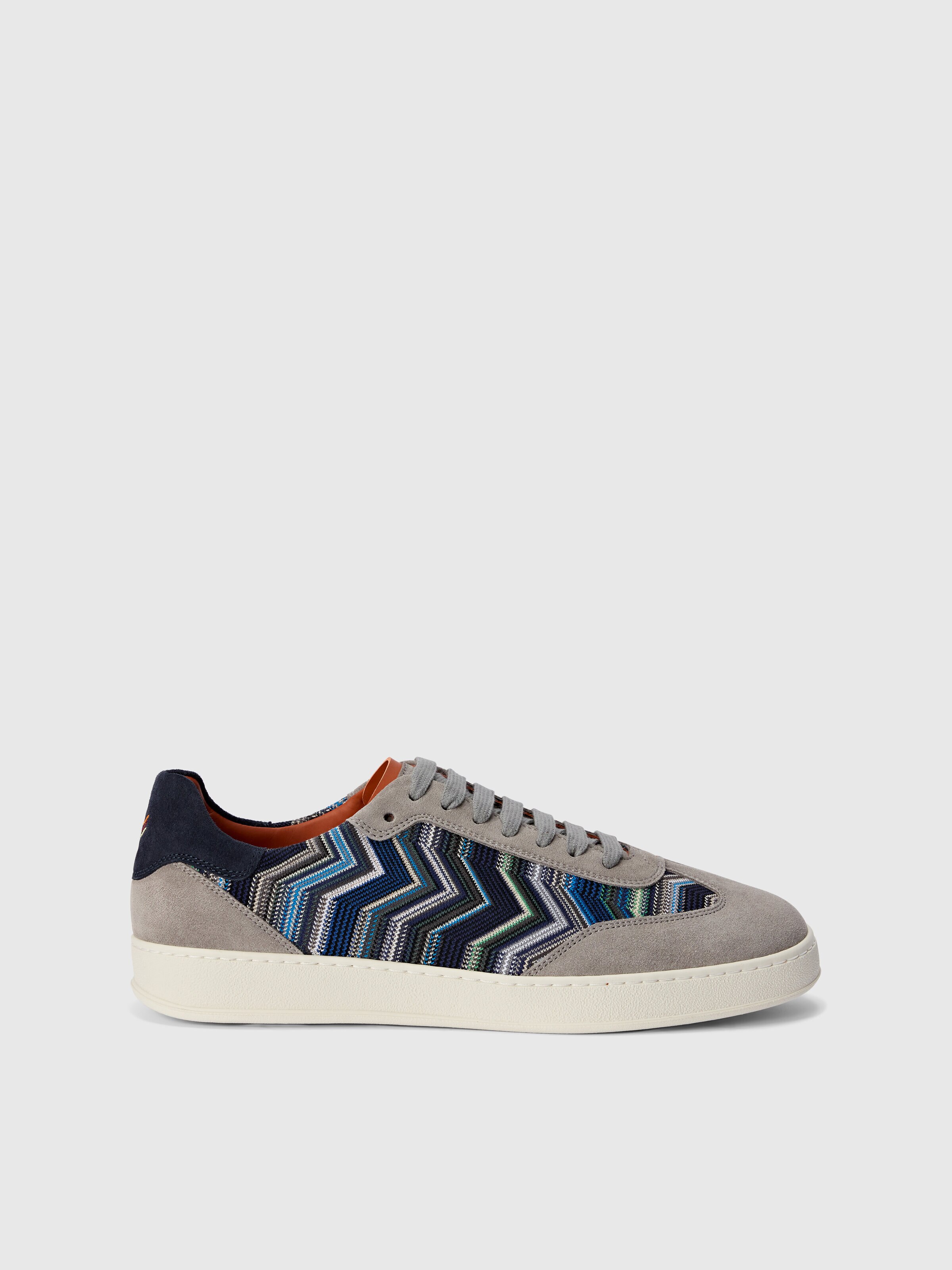 Sneaker aus Zickzack-Stoff mit Wildleder-Einsätzen, Blau - 0