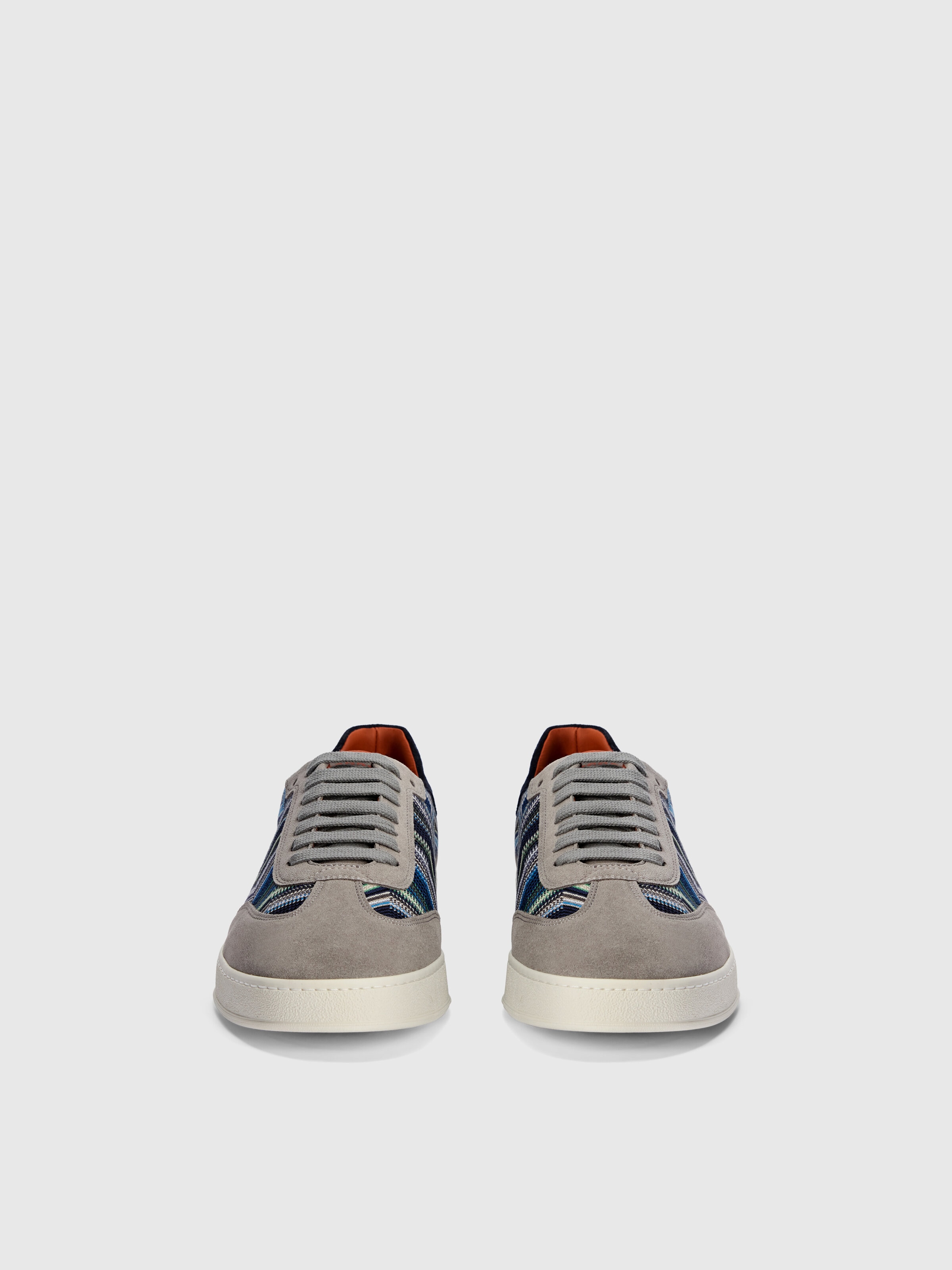 Sneaker aus Zickzack-Stoff mit Wildleder-Einsätzen, Blau - 2