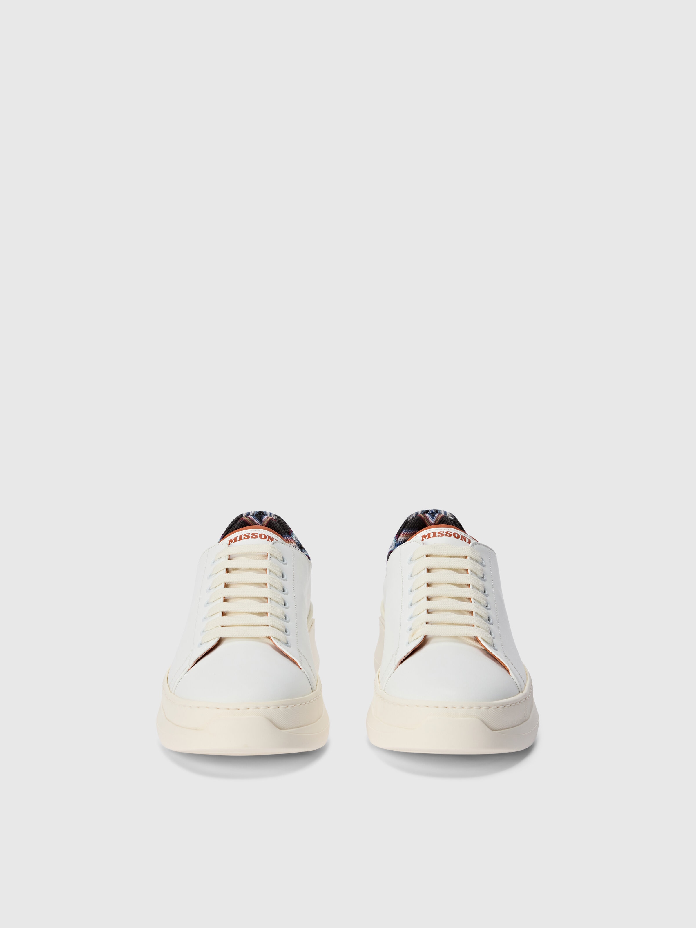 Zapatillas con inserto de tejido en zigzag y logotipo, Blanco & Marròn - 2