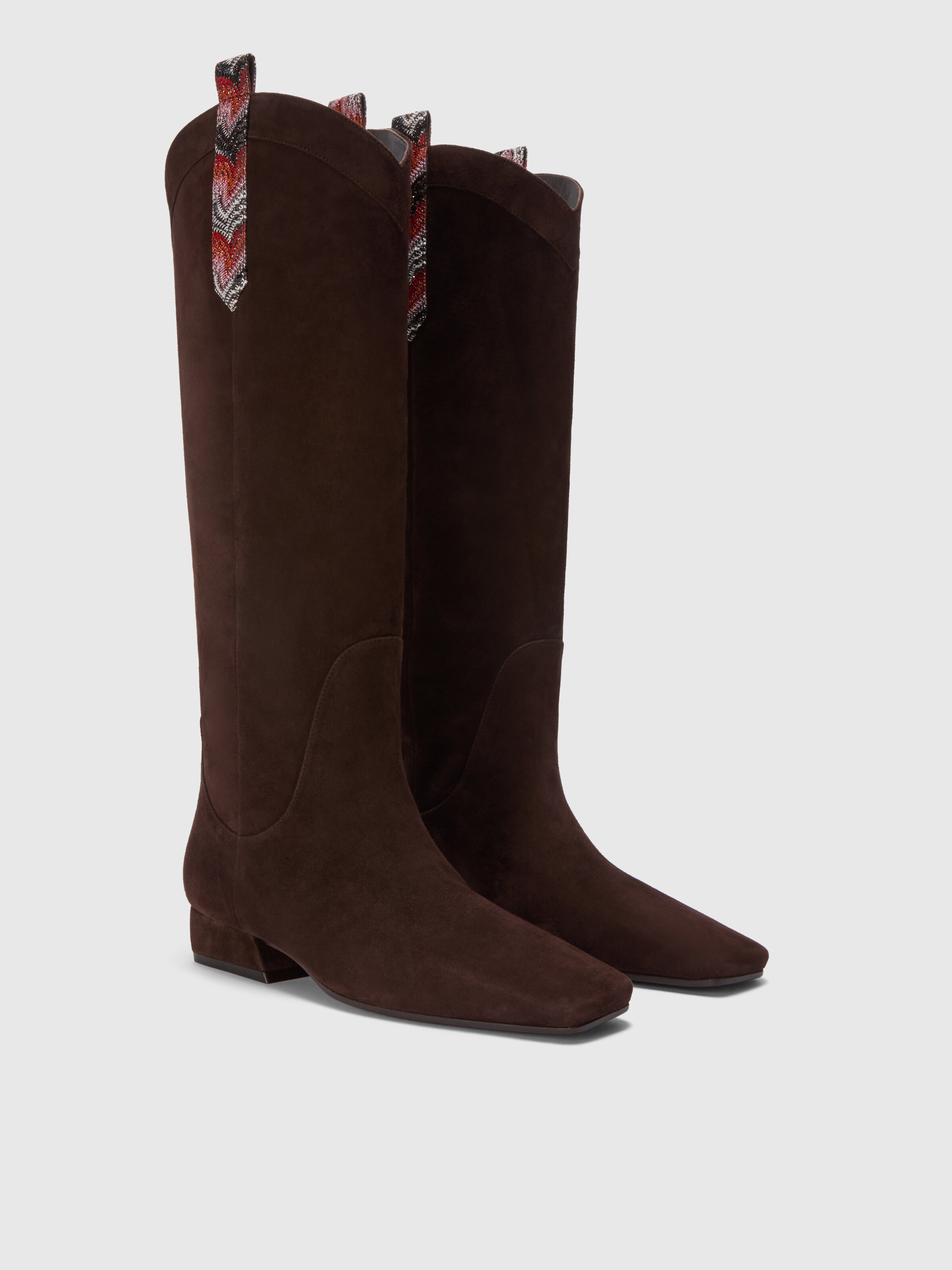 Suede boots with lace detail, Brown - 1