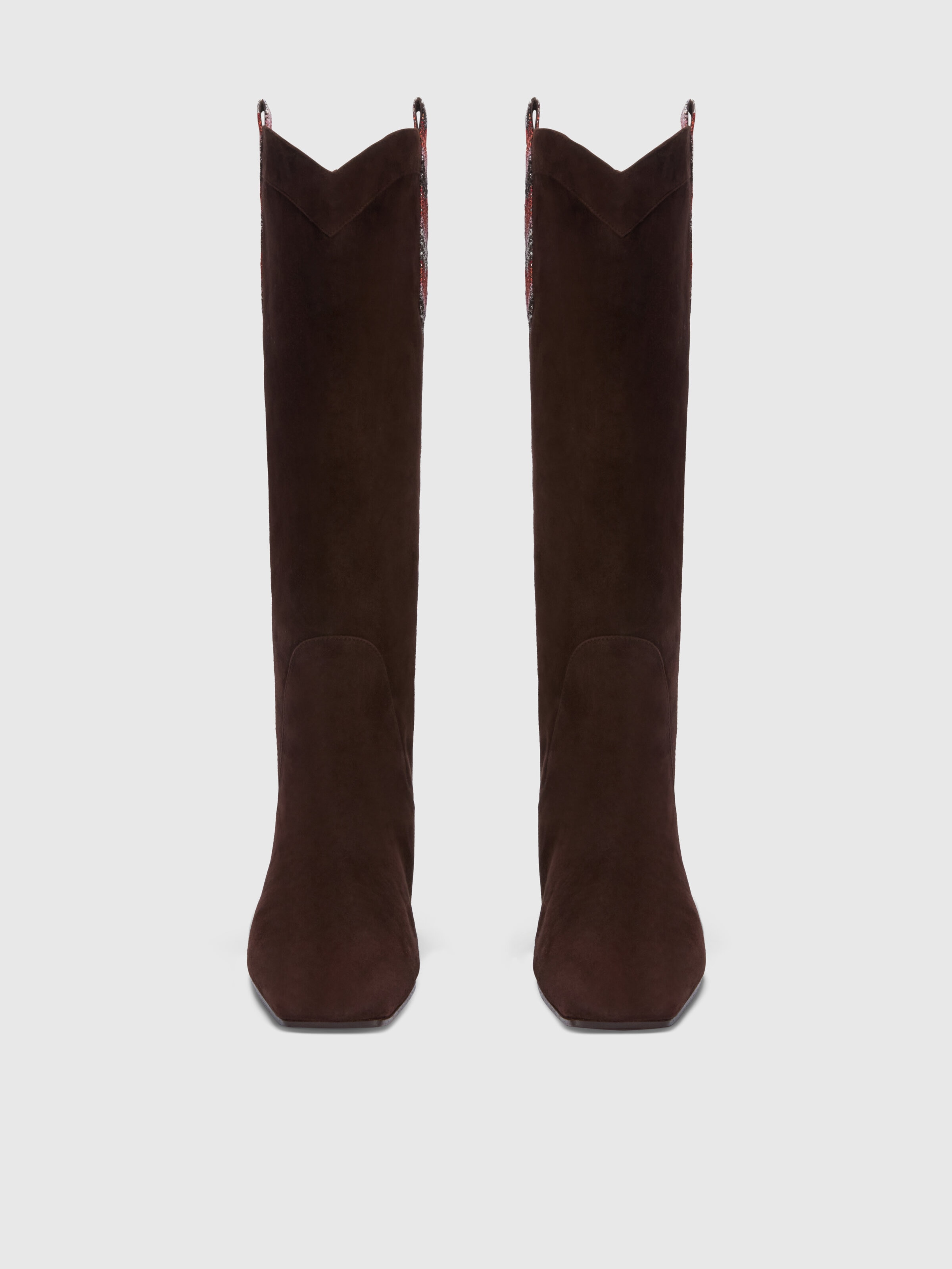 Suede boots with lace detail, Brown - 2