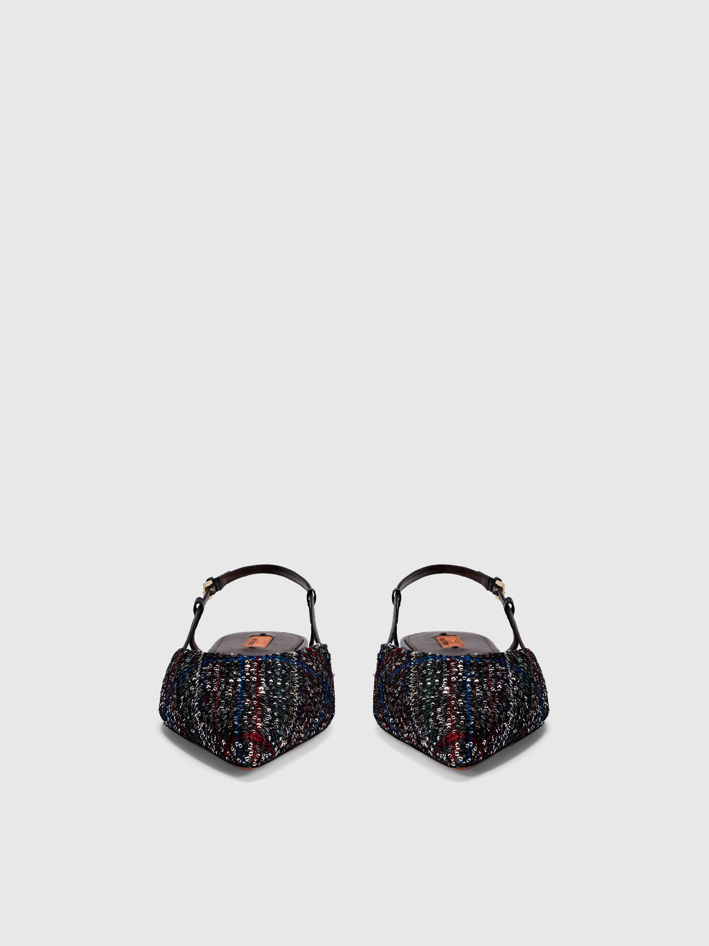 Zuecos con diseño de cuadros lentejuela, Negro - 2
