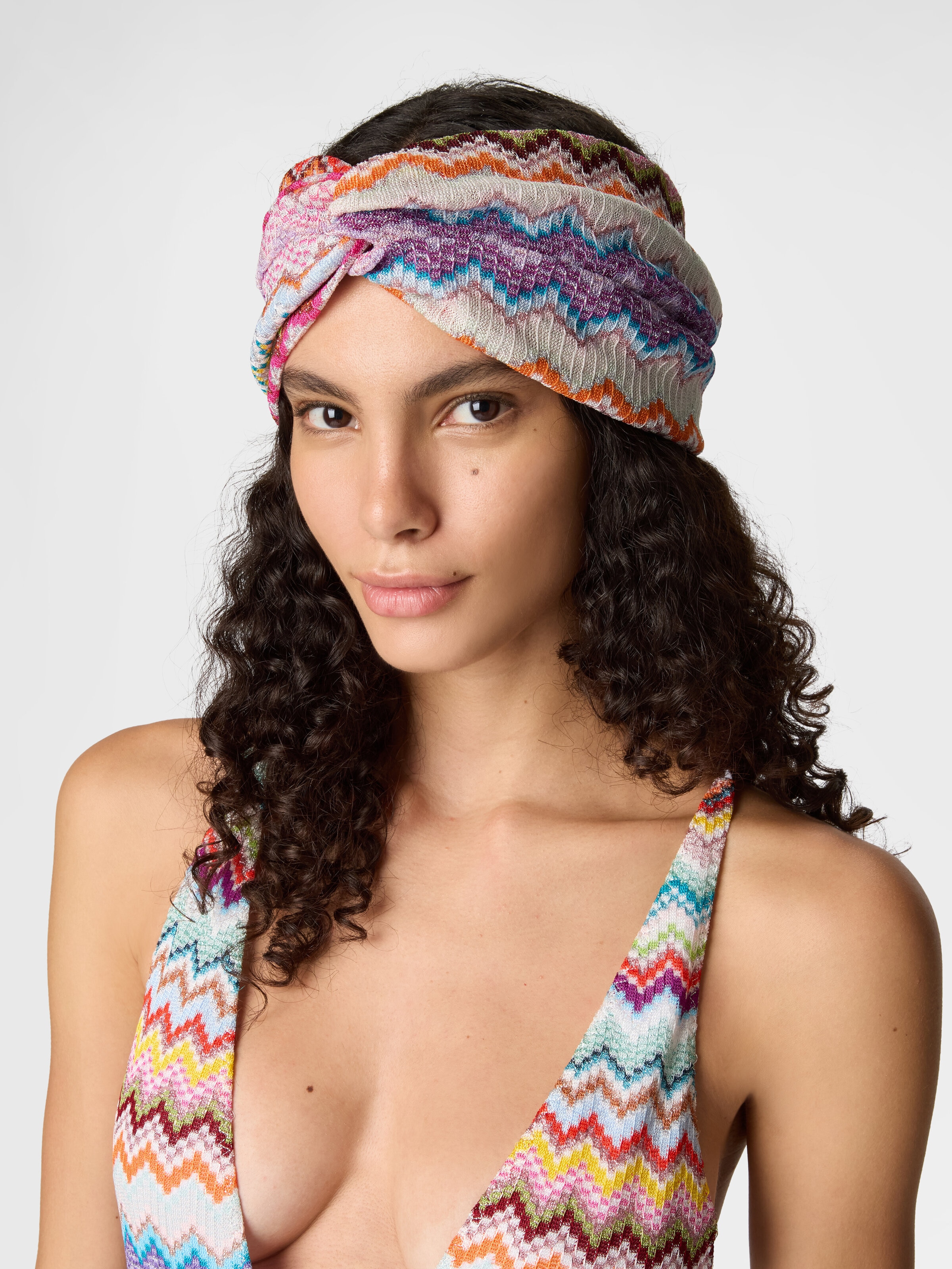 Headband with pixel-effect zigzag pattern Multicoloured | Missoni