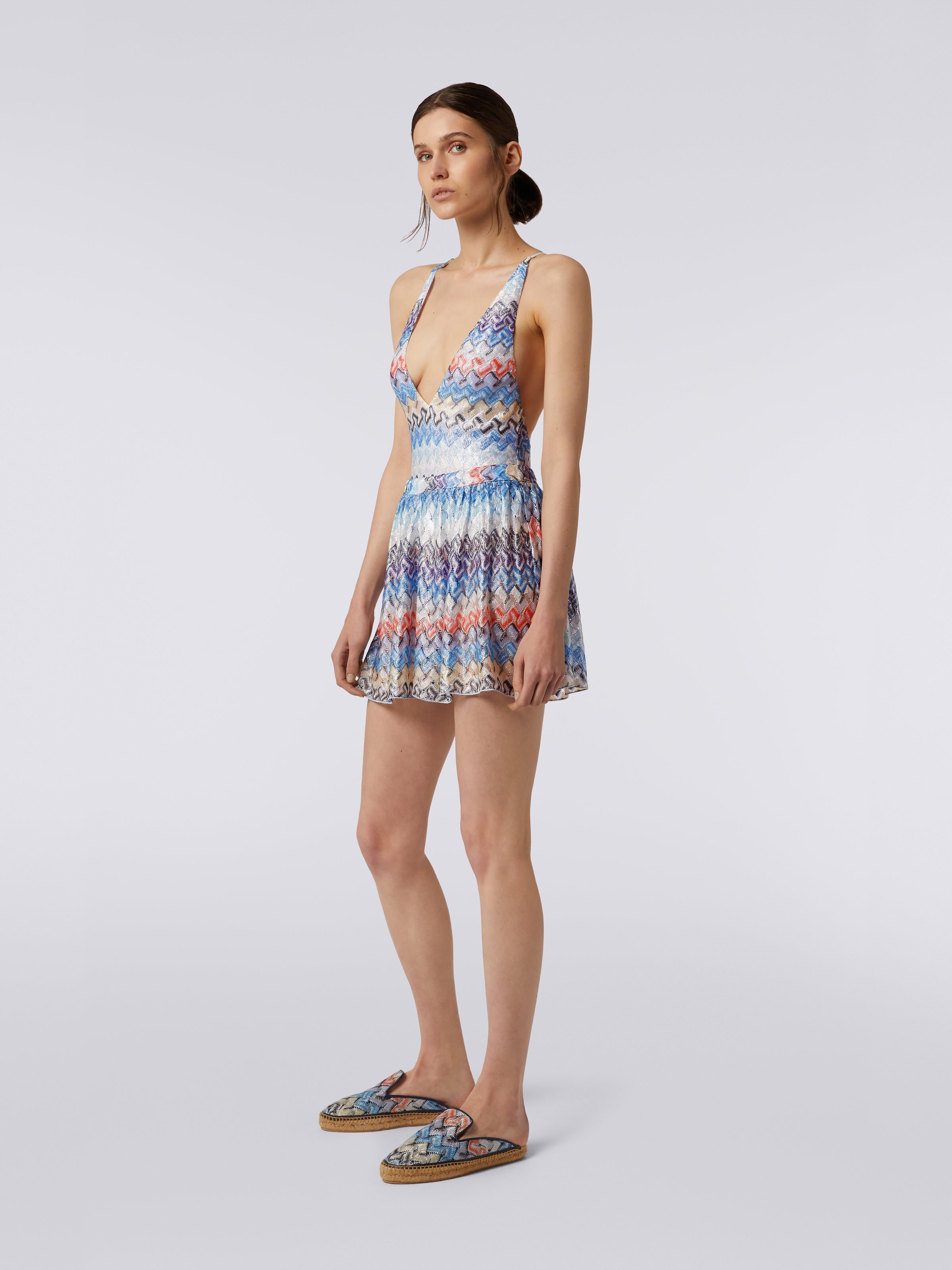 Multicoloured viscose knit lace-effect shorts, Multicoloured - 2