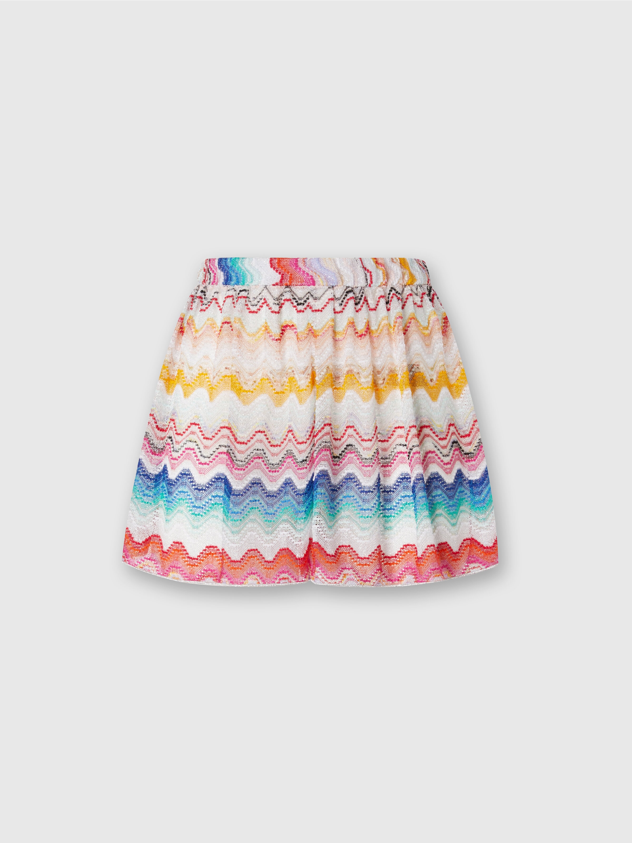 Shorts in maglia di misto viscosa traforata con lurex, Multicolore  - 0