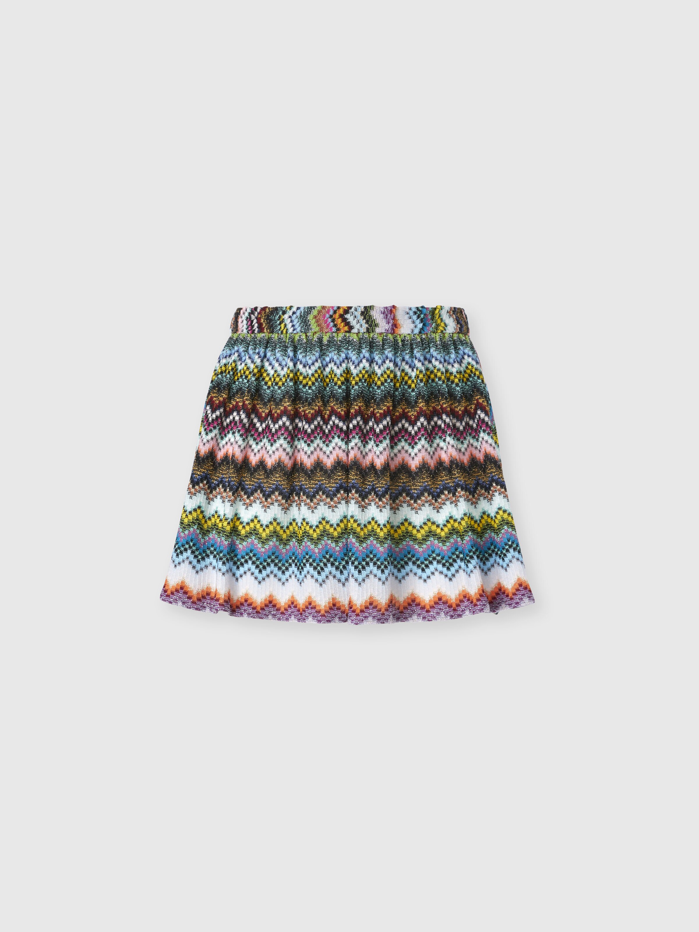 Shorts de viscosa lamé con motivo zigzag pixelado, Negro & Multicolor - 0