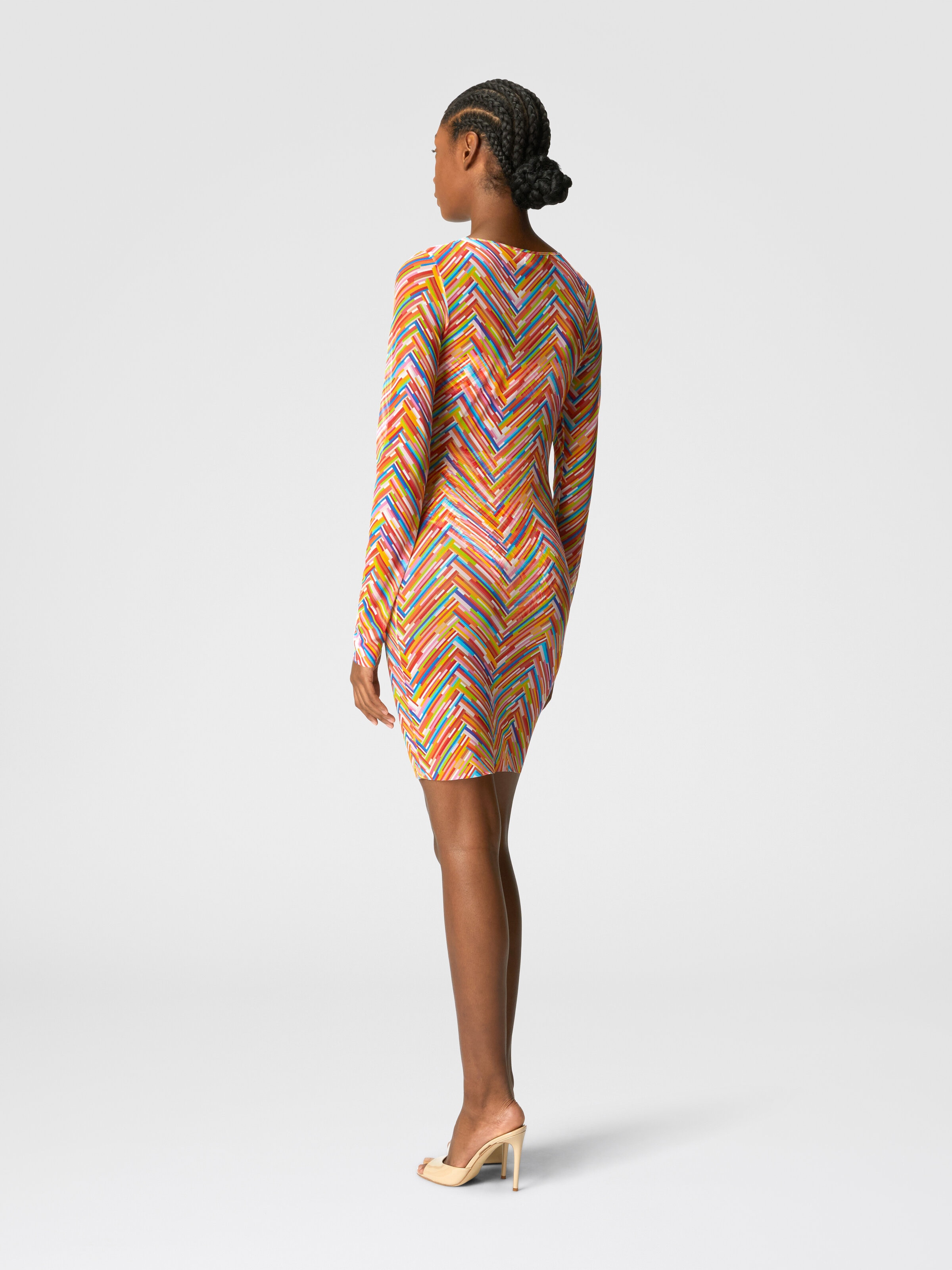 Vestido de manga larga en tul estampado, Multicolor  - 2