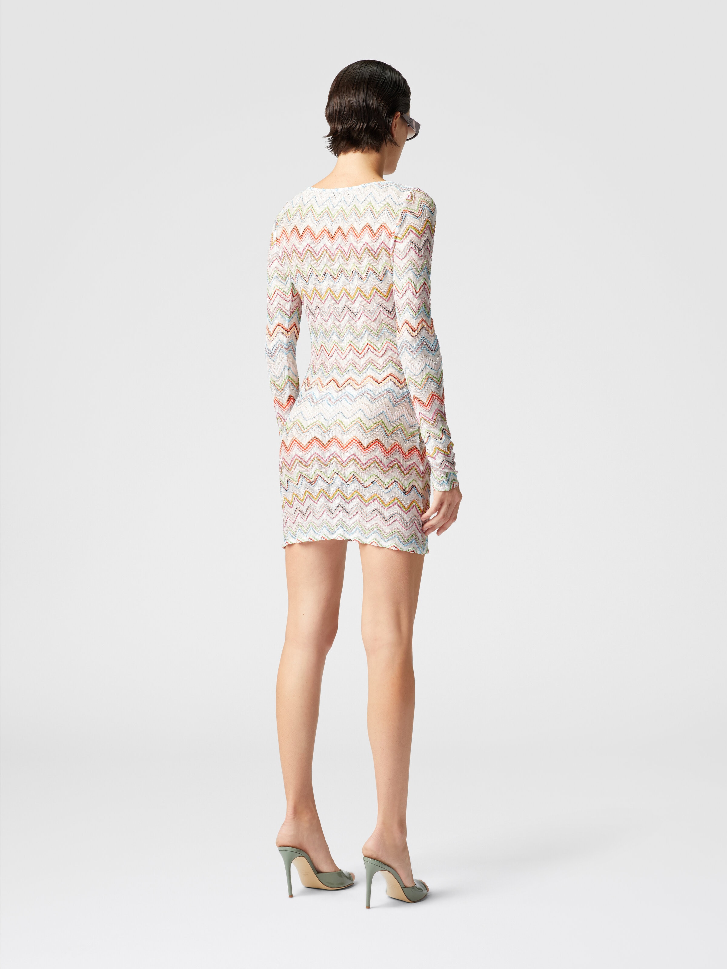 Short cover-up dress with zig zag lamé 3D, Multicoloured  - 2