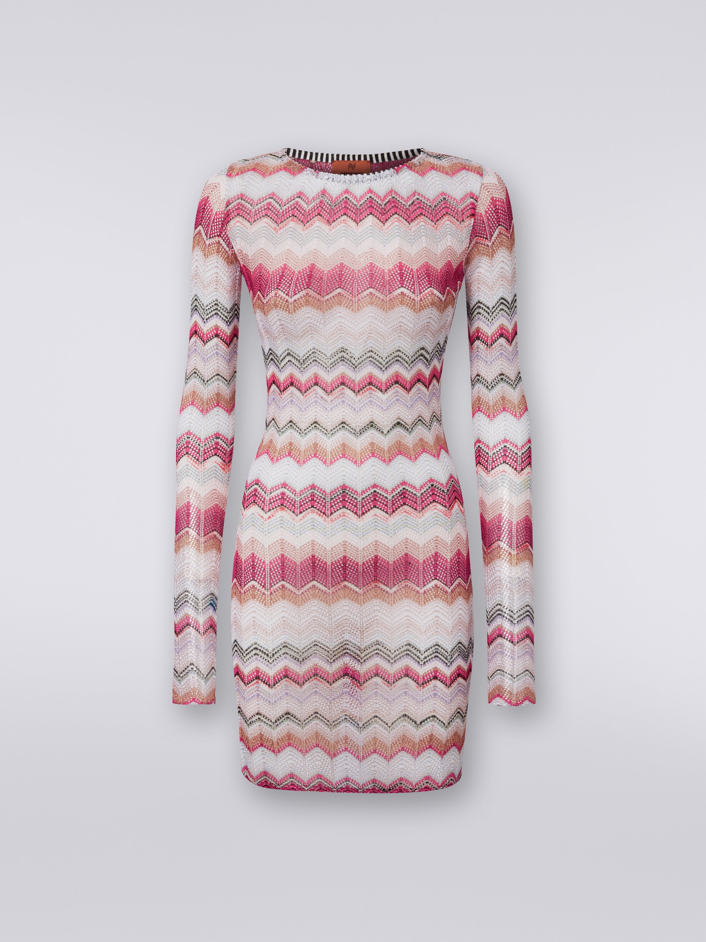 Zigzag crochet dress with lurex, Multicoloured  - 0