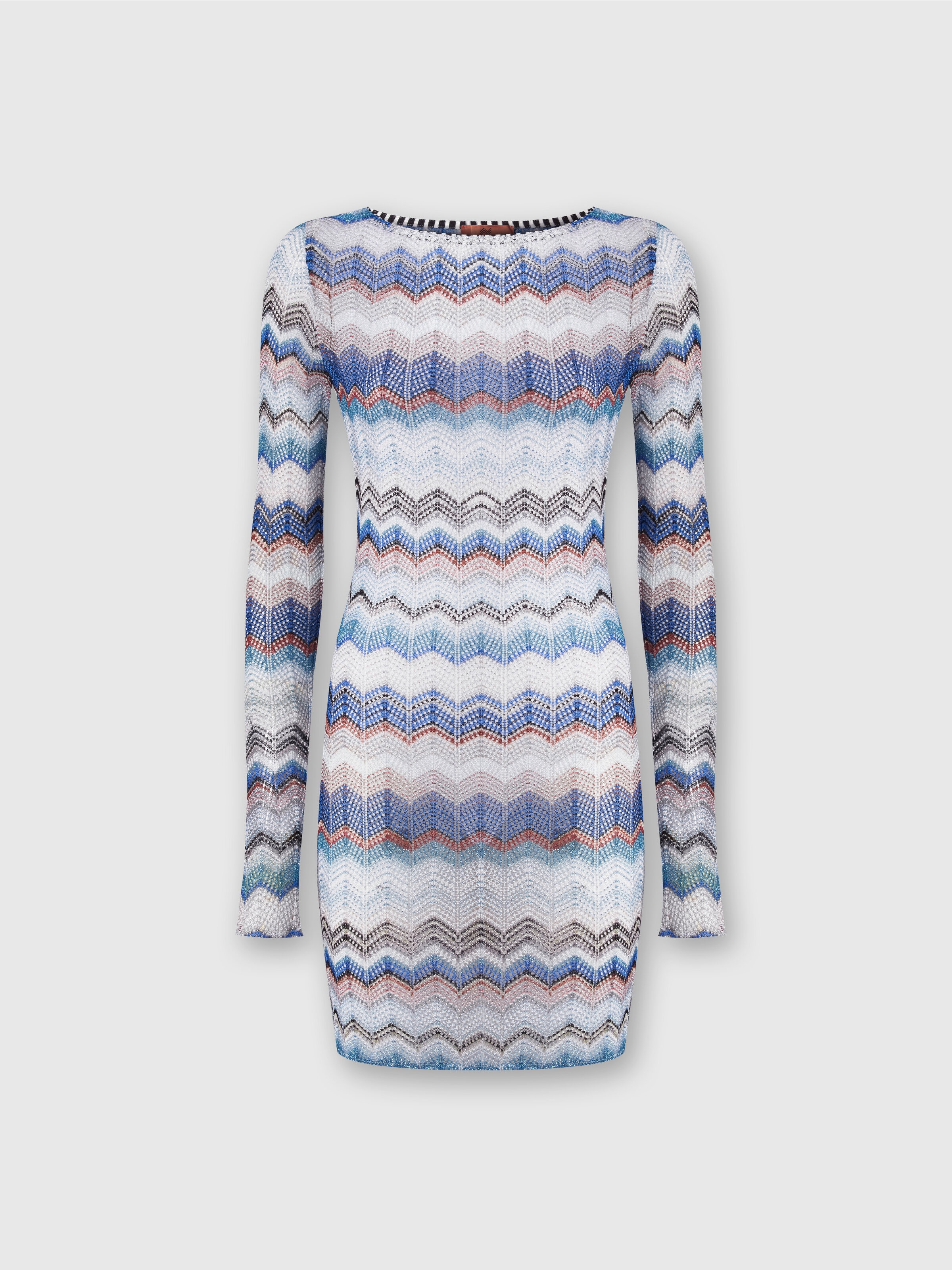 Zigzag crochet dress with lurex, Multicoloured  - 0