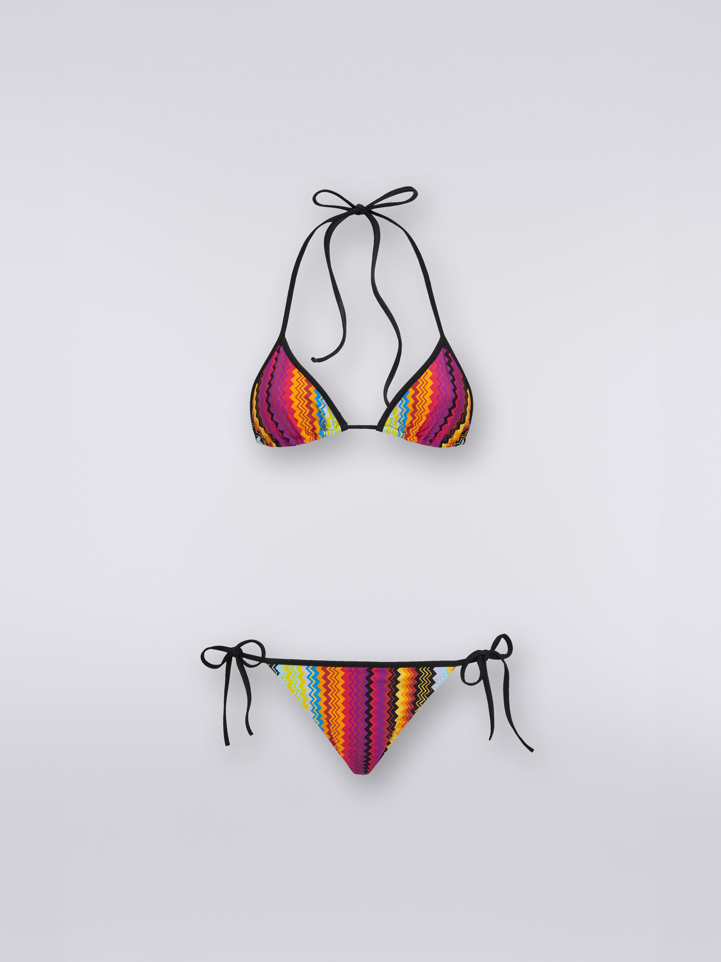 Nylon chevron bikini, Multicoloured - 0